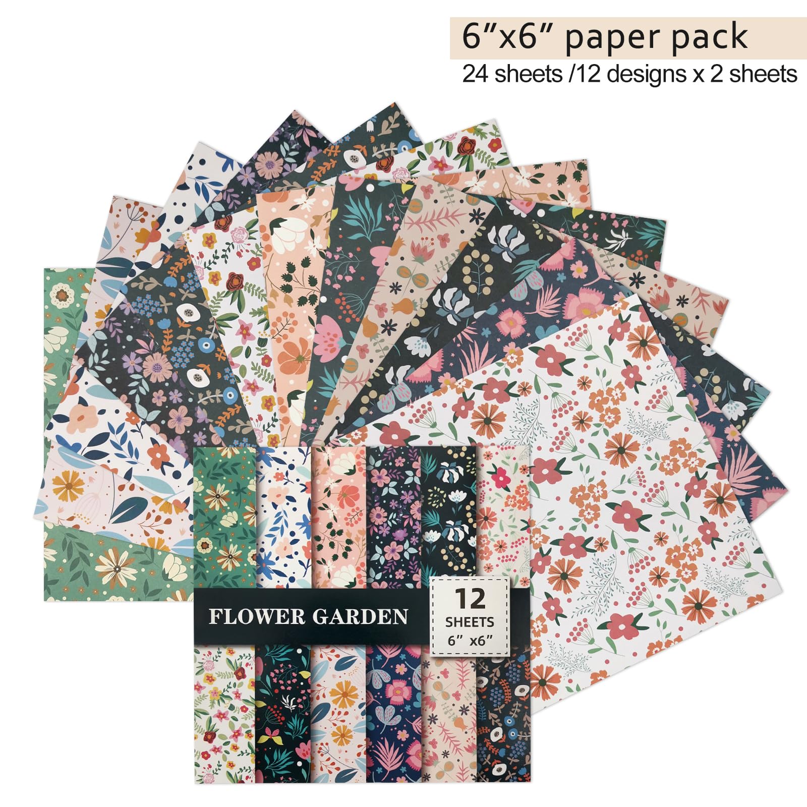 6 Inch Single Sided Decorative Paper Pad - 24 Pack for Scrapbooking, Card Making, Journaling & Origami | Perfect for DIY Crafts, Gift Wrapping & School Projects