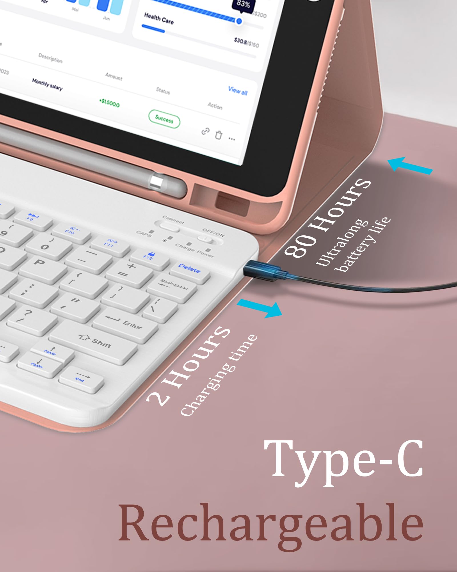 Premium Detachable Wireless Keyboard Case for iPad 9th/10.2