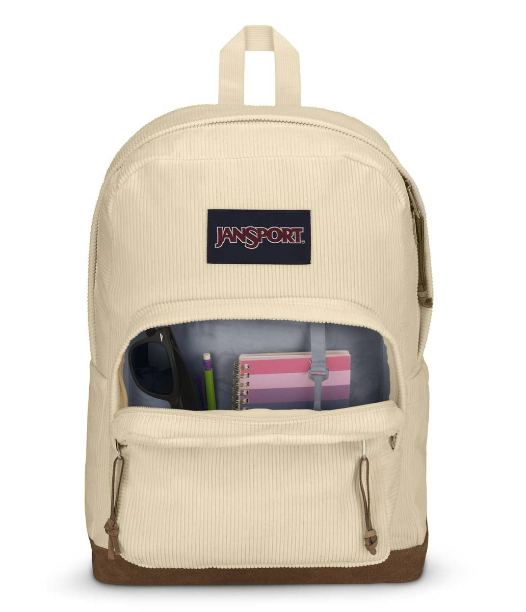 JanSport Right Pack Expressions Backpack - Coconut Corduroy Fabric, Durable School & College Bookbag for Students, Perfect for Campus, Travel & Everyday Use