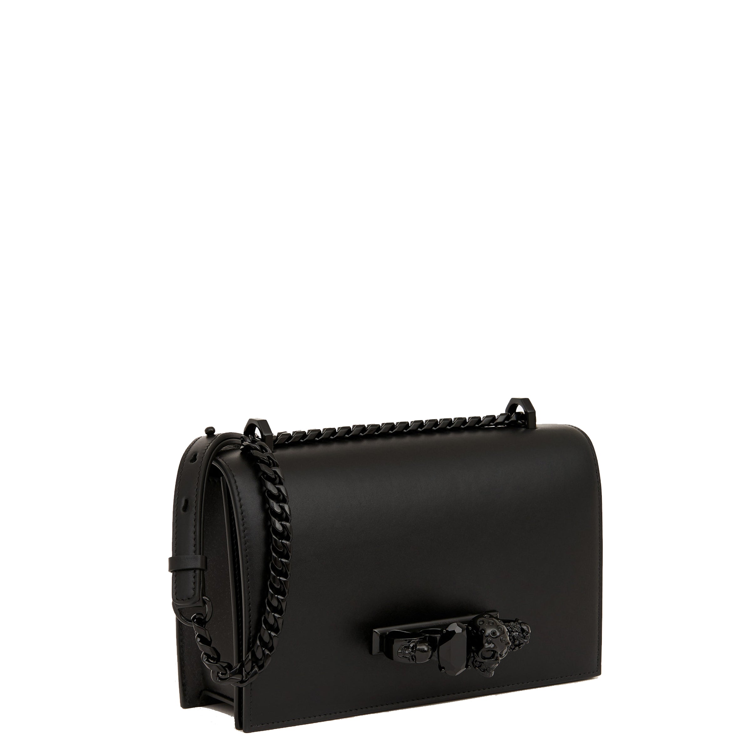 Sparkling Rhinestone Knuckle Clutch Purse - Elegant Smooth Black Leather Handbag for Women | Perfect for Evening Parties, Weddings & Special Occasions