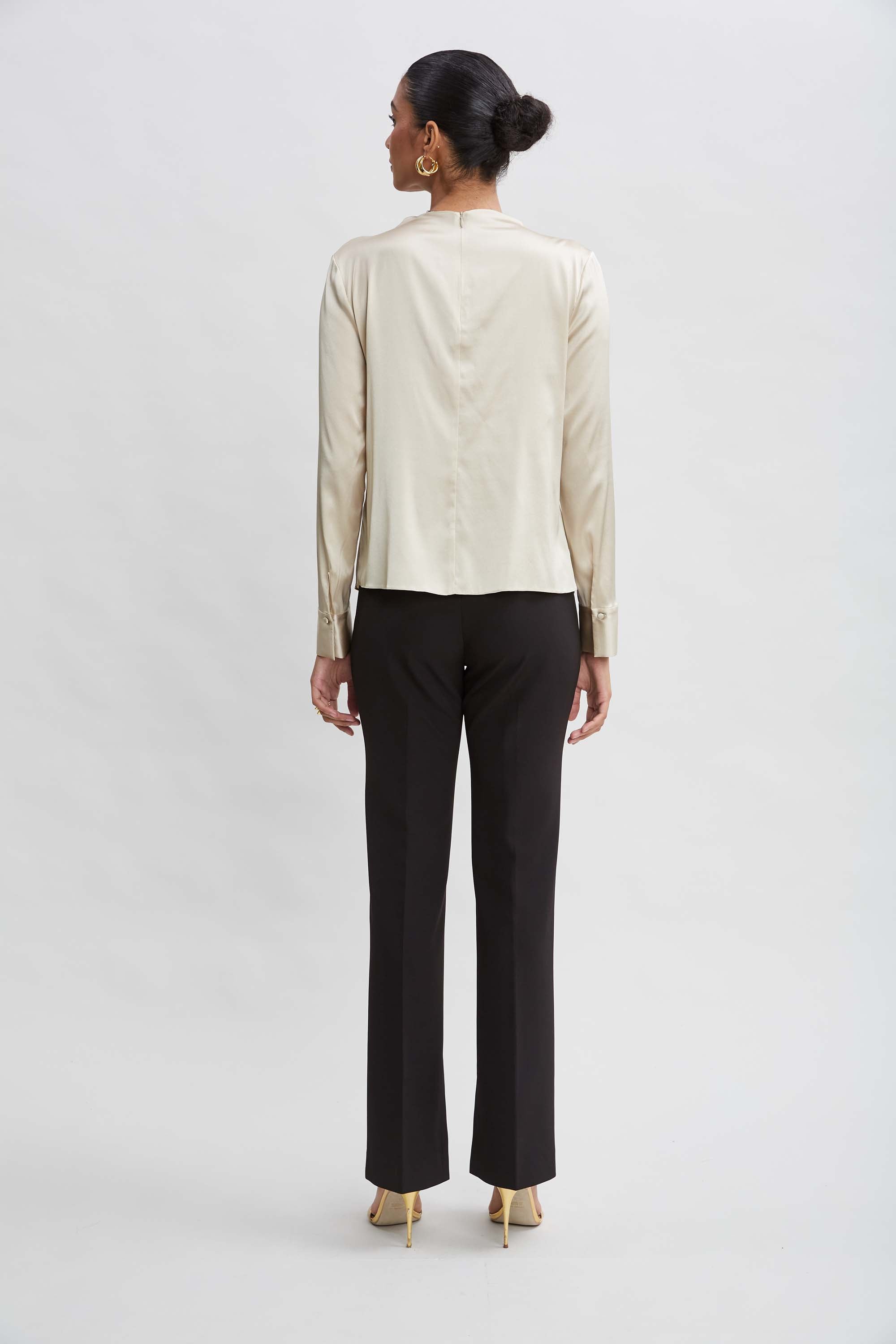 Silk Satin Draped Neck Blouse for Women - Elegant Party & Evening Wear - Perfect for Date Nights, Weddings & Special Occasions