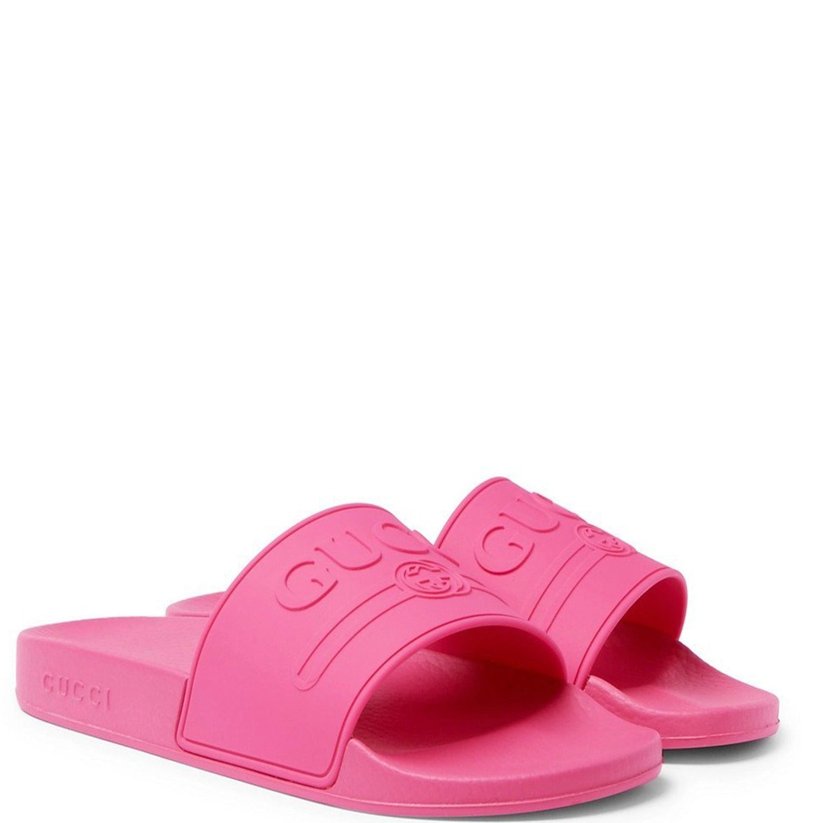 Gucci Women's Pink Rubber Slide Sandals - Comfortable Summer Pool Slides for Beach, Vacation & Casual Wear