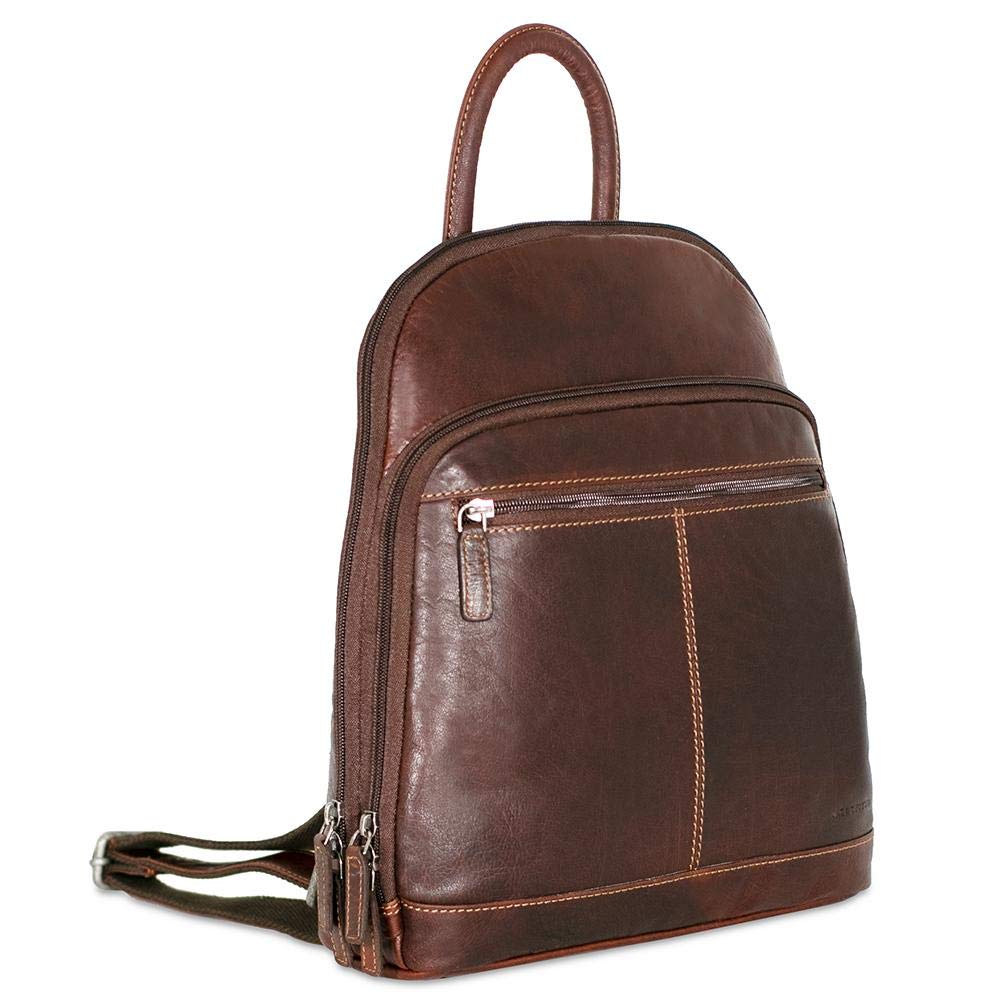 Jack Georges Voyager Small Backpack #7835 - Genuine Leather Brown Backpack for Men & Women | Perfect for Travel, Work, School & Everyday Use