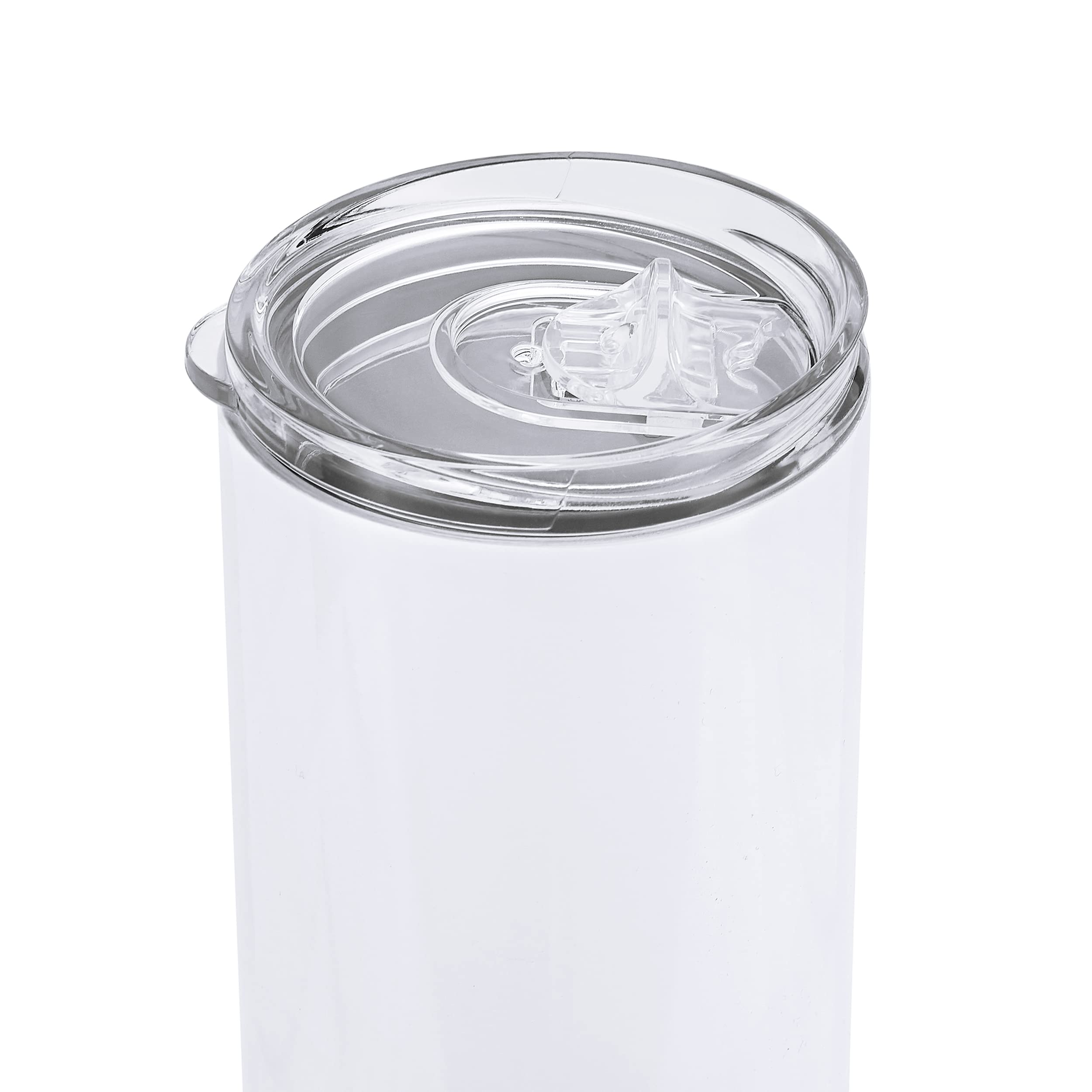 Makerflo 14 oz White Skinny Sublimation Blank Tumbler with Lid and Straw - Pack of 25 | DIY Craft Tumbler for Sublimation, Epoxy, UV DTF, Vinyl & Laser Engraving | Perfect for Personalized Gifts, Promotional Items & Home Decor