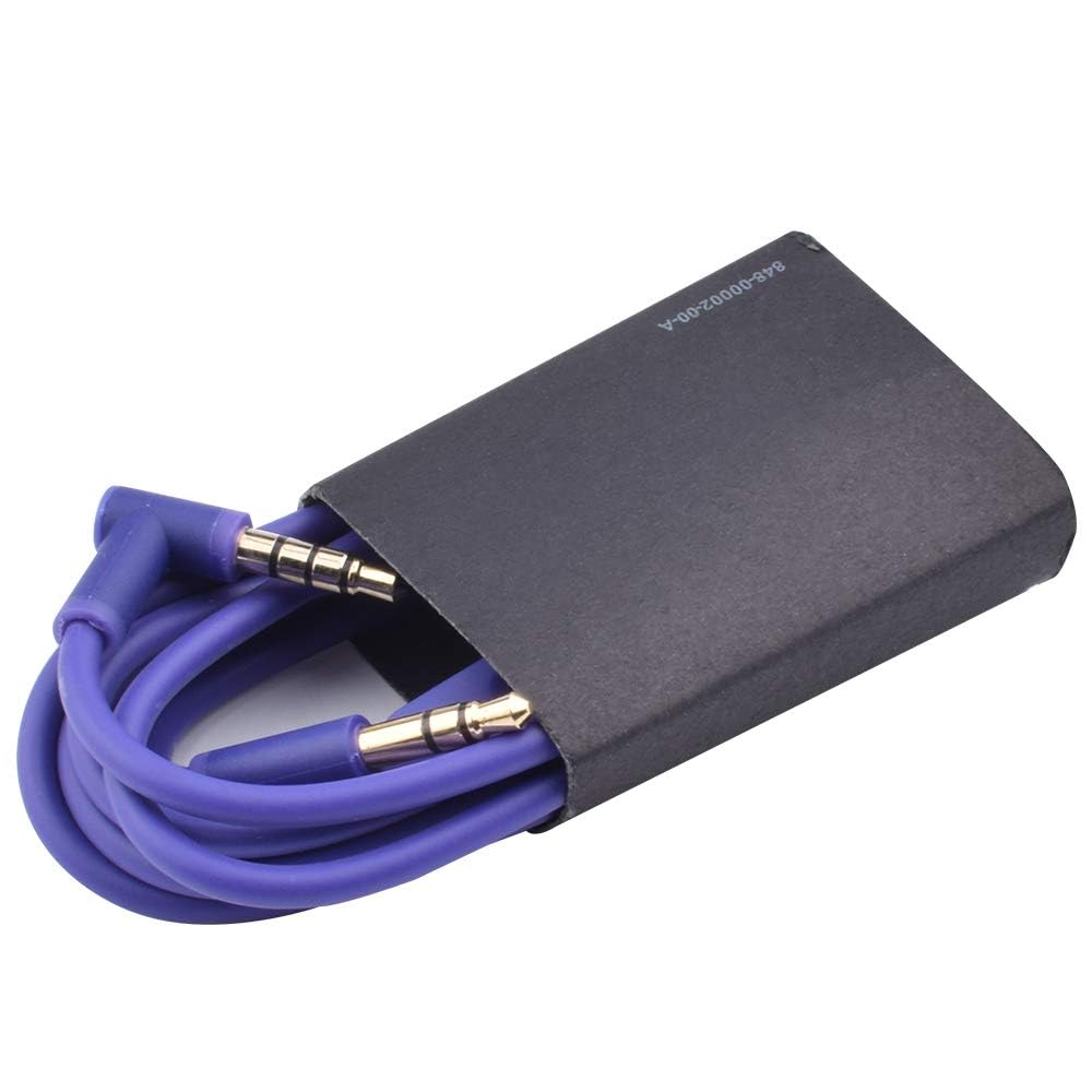 Purple Replacement Inline Mic Remote Extension Audio Cable for Beats by Dr. Dre Solo/HD/2/Studio Wireless/Pro/Detox/Mixr/Executive/Pill Headphones - Compatible with iPhone, Android & Gaming Headsets (3.5mm Jack) - Perfect for Music, Calls & Online Meetings