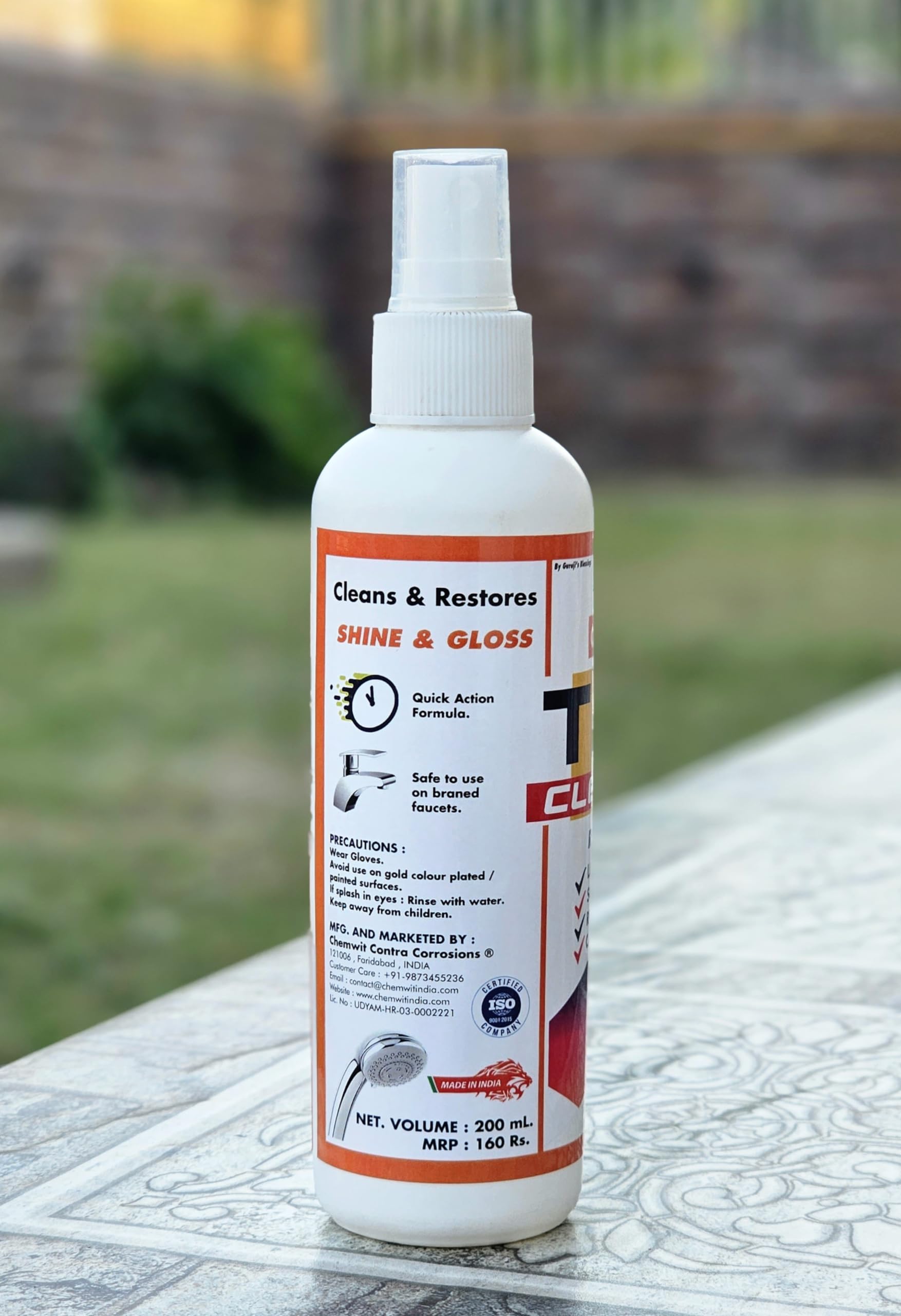 Chemwit - 200mL Hard Water Stain Remover & Limescale Cleaner for Bathroom Faucets, Shower Glass, Tiles - Safe Rust & Mineral Deposit Remover with Corrosion Protection - Perfect for Kitchen Sinks, Shower Doors & Bathroom Fixtures