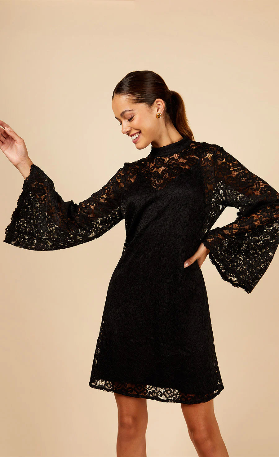 KEELIN Black Lace Mini Dress - Elegant & Sexy Party Wear for Women | Perfect for Cocktail Parties, Date Nights & Special Occasions