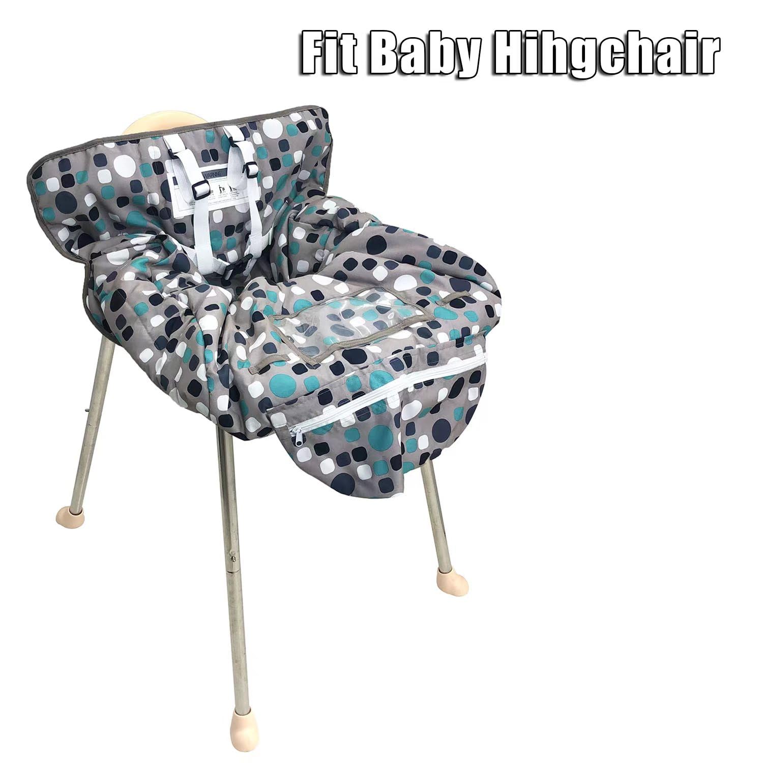 PandaEar 2-in-1 Baby Shopping Cart Cover & Highchair Cover for Infants & Toddlers - Soft Gray Polka Dot Pattern - Safe & Hygienic for Grocery Stores & Restaurants