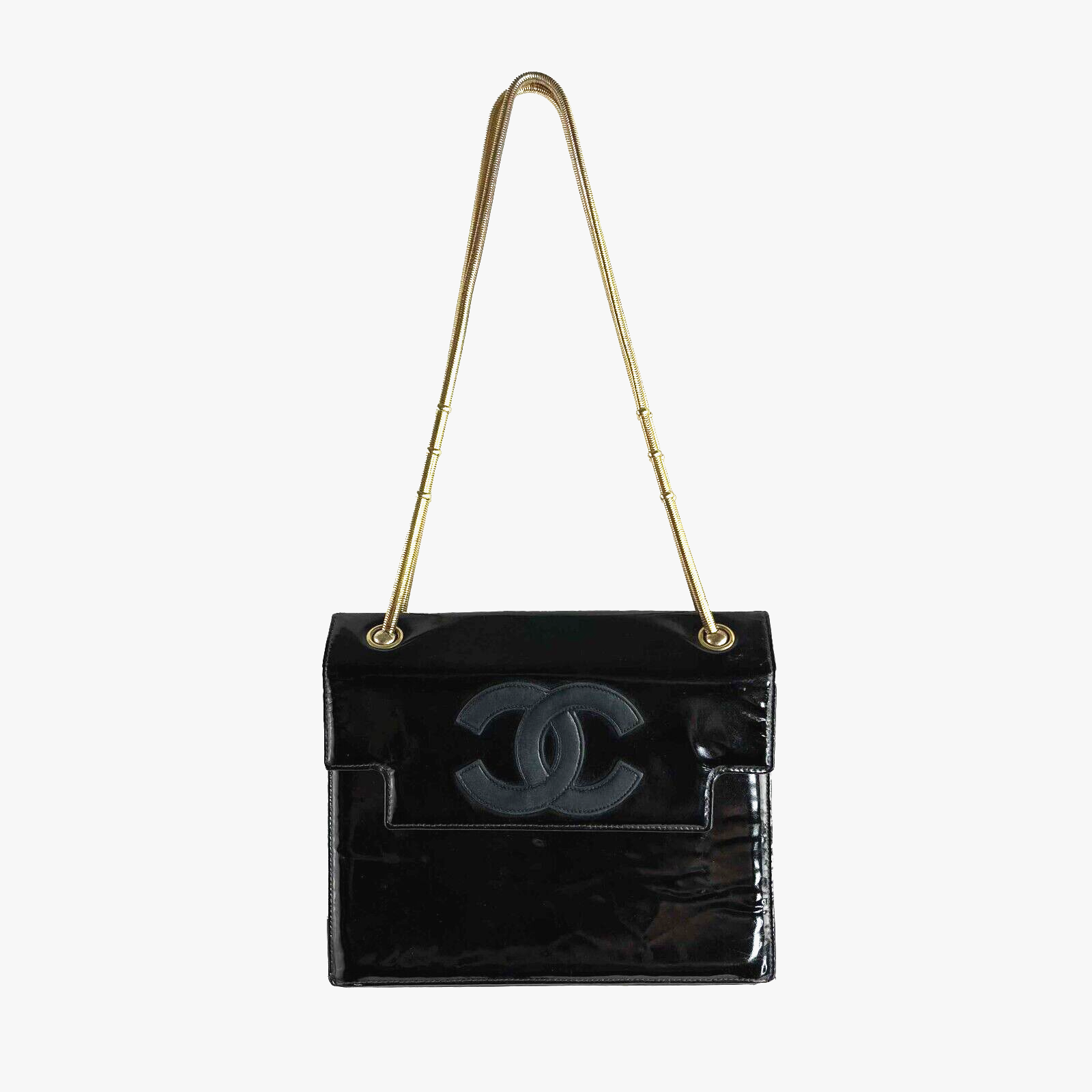 Vintage CHANEL CC Flap Bag with Gold Snake Chain - Luxury Designer Crossbody Purse for Women, Perfect for Evening Parties & Date Nights