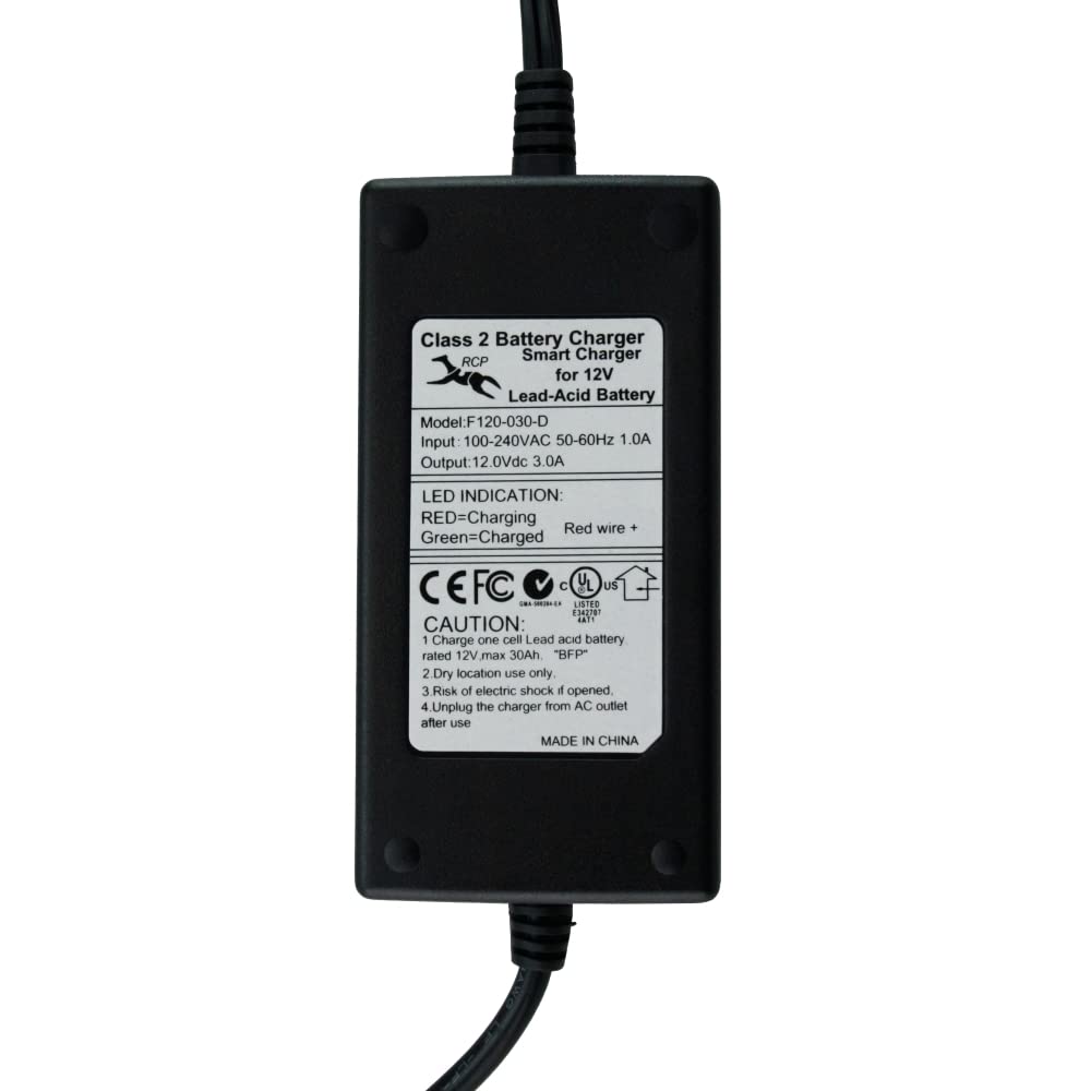 Banshee 12V 3A Sealed Lead Acid Battery Smart Charger - Automatic Float Charger for Motorcycle, Boat, RV & Power Wheels - Perfect for Long-Term Storage & Maintenance