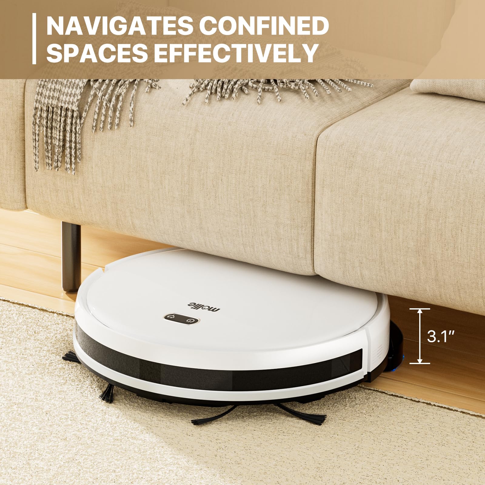 Mollie Wi-Fi Robot Vacuum & Mop, 2800Pa, Self-Charging - for Hard Floors & Carpets