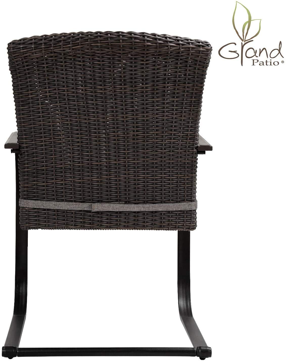 2-Piece Outdoor Wicker Dining Chairs Set with Cushions - Patio Furniture for Garden, Poolside, Backyard & Lawn - Spring Grey Wicker Chairs for Relaxing & Entertaining Outdoors