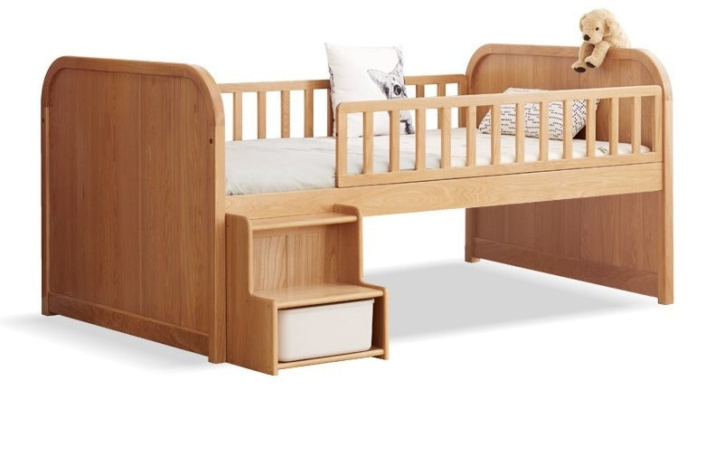 Solid Oak Wood Multi-Function Storage Bed with Wide Underbed Drawers - Perfect for Bedroom Organization & Small Space Living