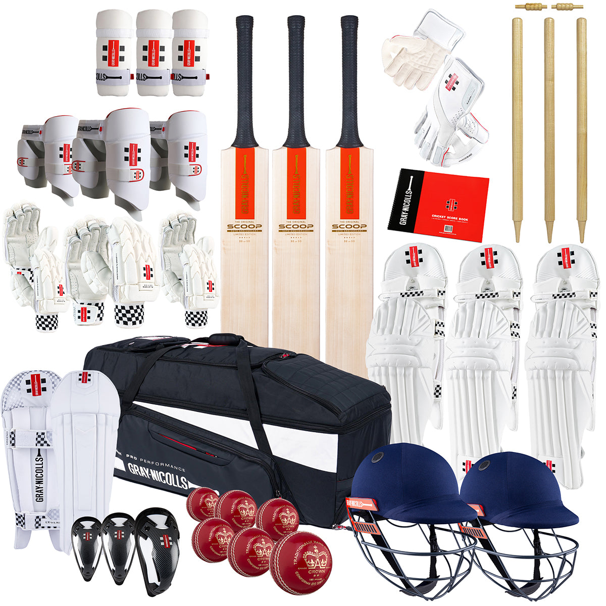 Gray Nicolls Scoop Club Cricket Kit - Premium Cricket Bat, Pads & Gloves Set for Club Players - Perfect for Matches, Training & Practice Sessions