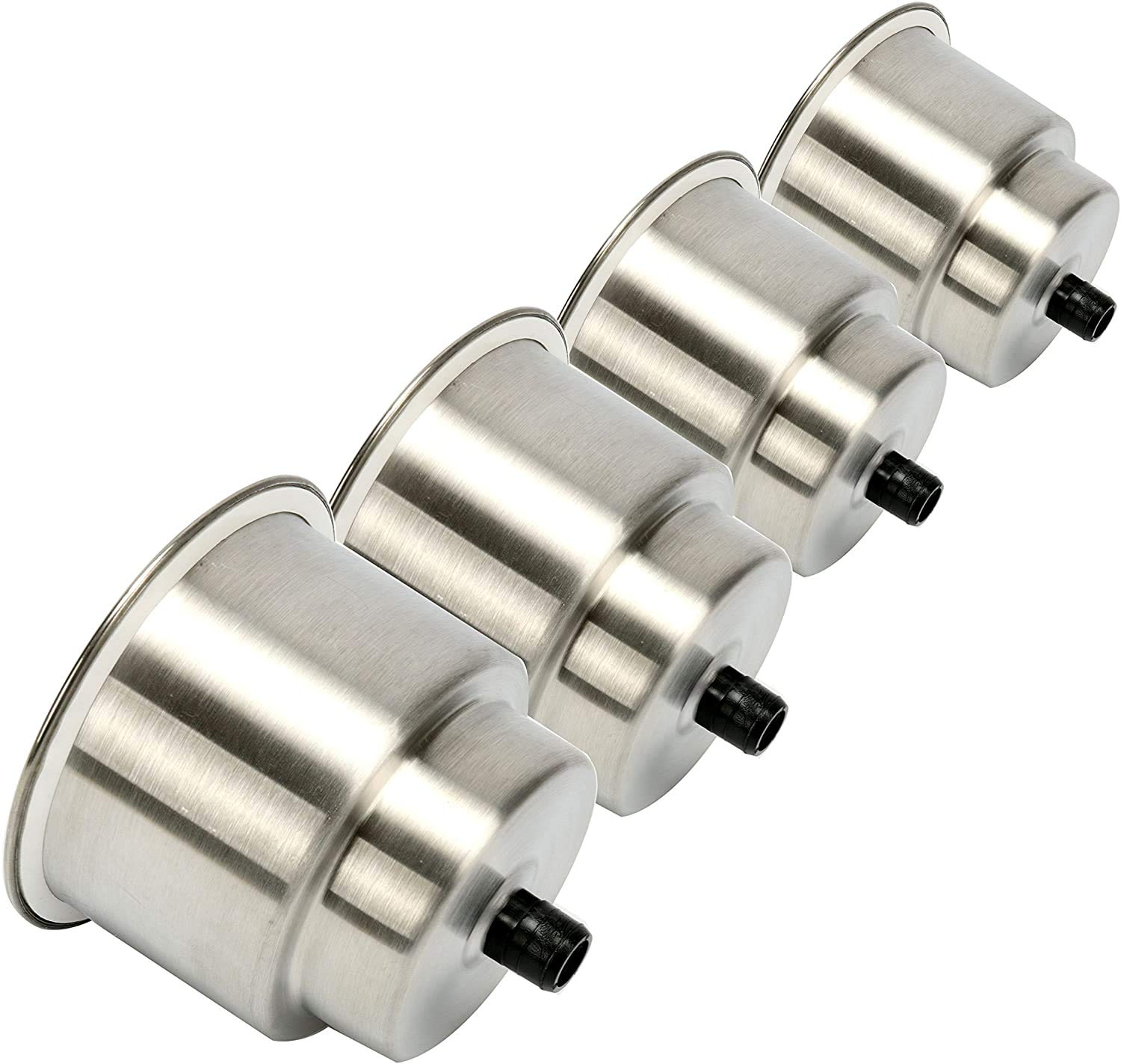 ISURE MARINE 4-Pack Stainless Steel Self-Draining Cup Holder for Boats, RVs, Campers - Recessed Drink Holder with Drain Hole for Marine Use | Perfect for Fishing, Sailing, and Outdoor Adventures