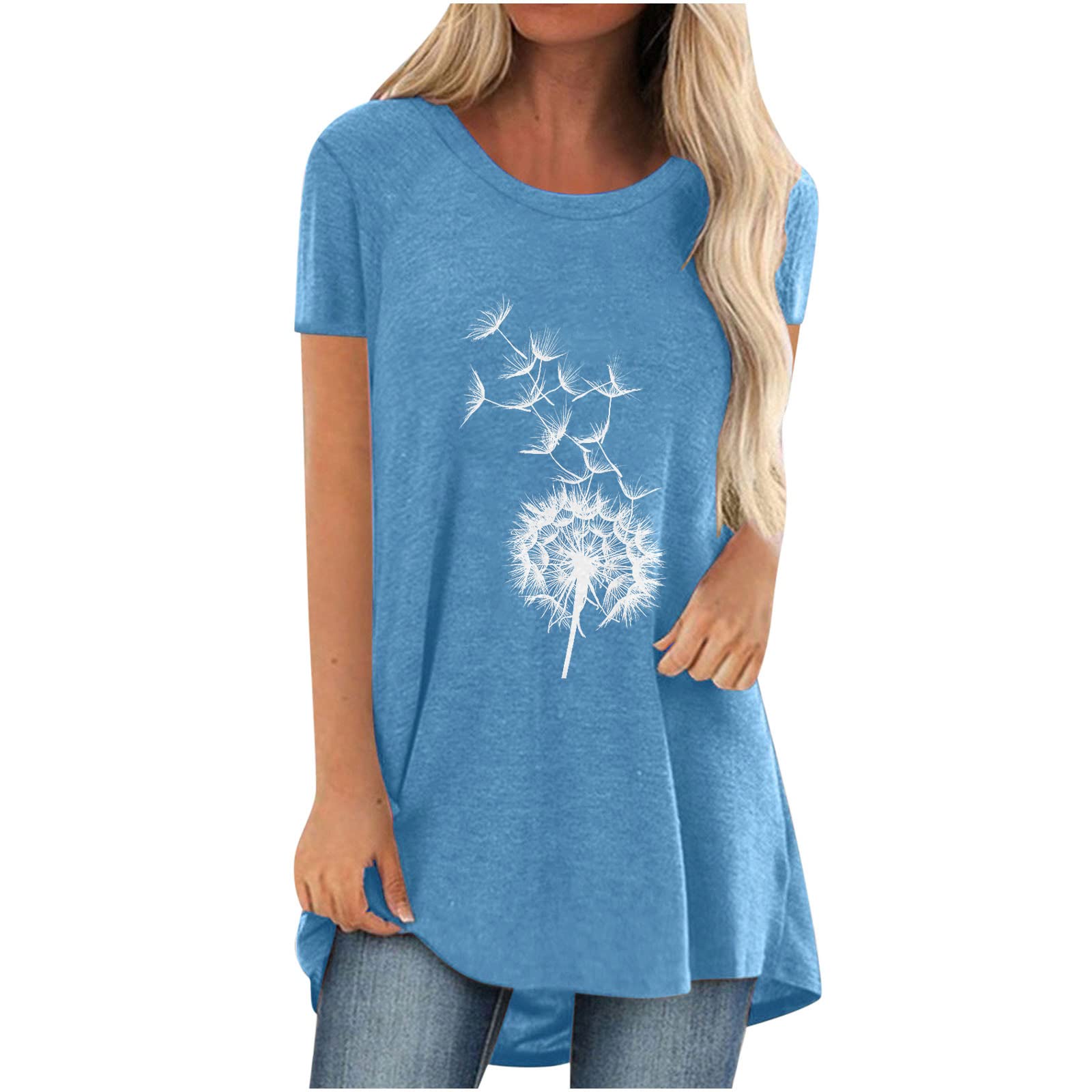 Elegant Women's Printed Blouses & Tops - Short Sleeve Loose Tunic Tee for Casual, Dressy & Active Wear | Office, Party & Everyday Outfits
