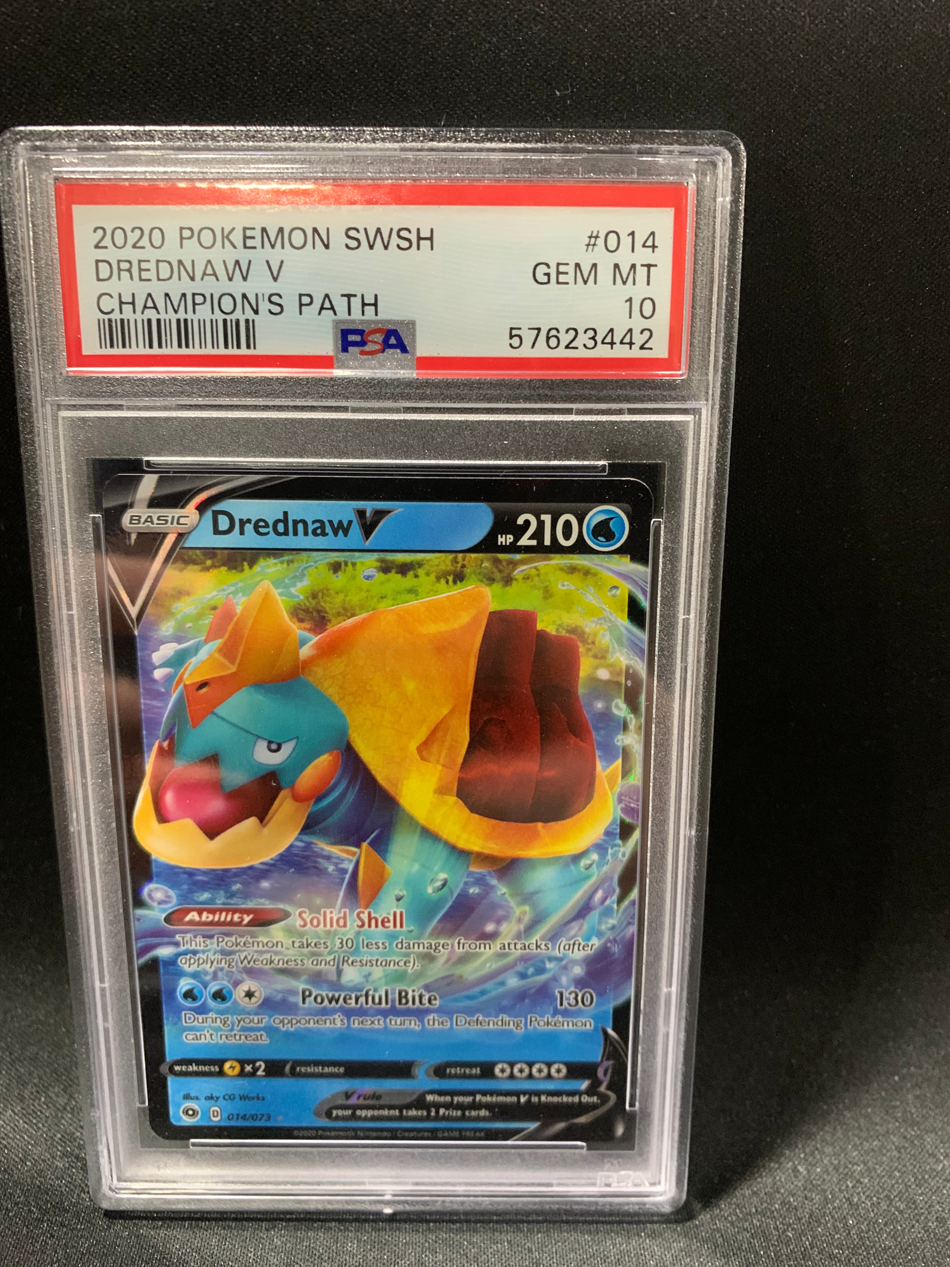 2020 Pokemon Sword & Shield Champion's Path Drednaw V #14 PSA GEM MT 10 - Rare Trading Card for Collectors & Competitive Play