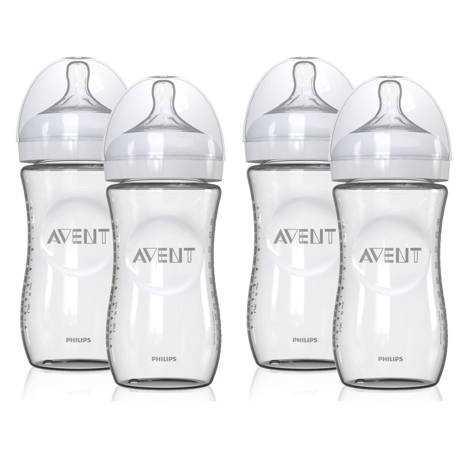 Philips Avent Natural Glass Baby Bottles - 4 Pack, 8 oz (240ml) BPA-Free for Newborns & Infants | Easy Cleaning & Anti-Colic Design | Perfect for Breastfeeding, Formula Feeding & On-the-Go Use