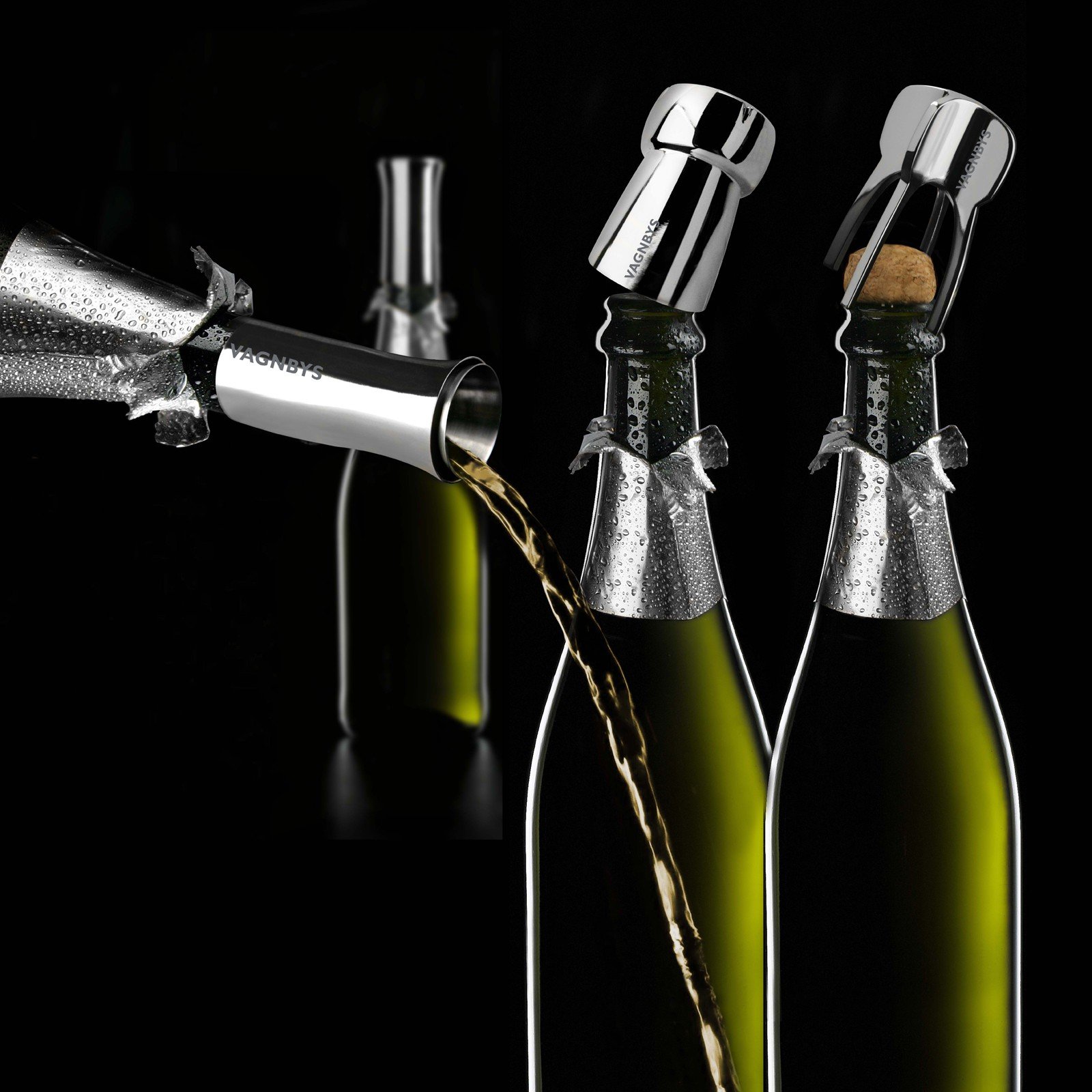 Premium Champagne Master Set - No Drip Champagne Pourer, Stopper & Cork Opener Kit - Perfect for Sparkling Wine & Champagne Lovers - Ideal Gift for Weddings, Parties & Special Occasions