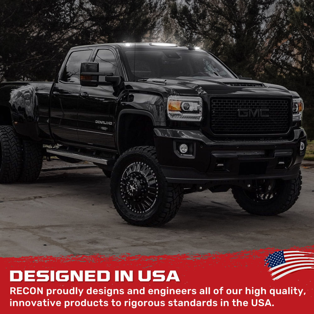 GMC & Chevy 2015-2019 Heavy Duty 3-Piece Cab Roof Light Bar Kit with 2-Way Front & Rear Facing Ultra High Power LEDs - Multiple Lens & Color Options - Perfect for Off-Roading, Emergency Vehicles & Work Trucks