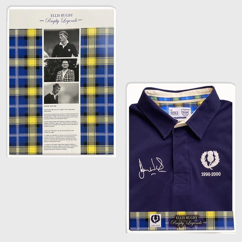 Ellis Rugby Doddie Weir Tartan Polo Shirt - Men's Classic Cotton Rugby Shirt with Tartan Design - Perfect for Casual Wear, Sports Events & Scottish Heritage Celebrations