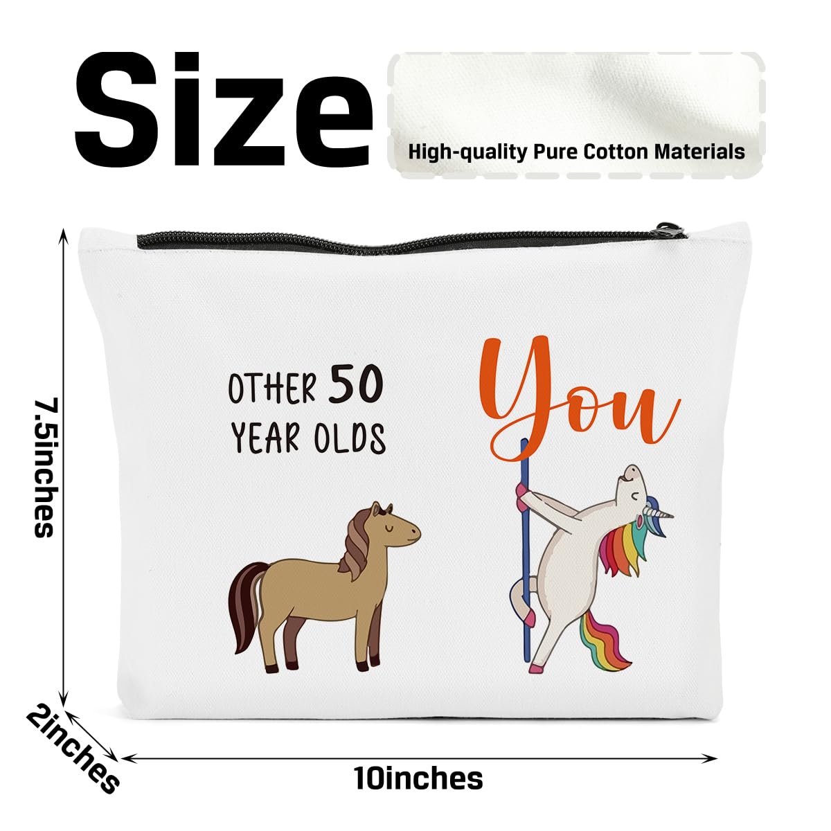 50th Birthday Gifts for Women - Unicorn Themed Makeup Bag & Cosmetic Pouch | Perfect 50 Year Old Birthday Present, Anniversary Gift & Party Decoration | Great for Travel, Daily Use & Special Occasions