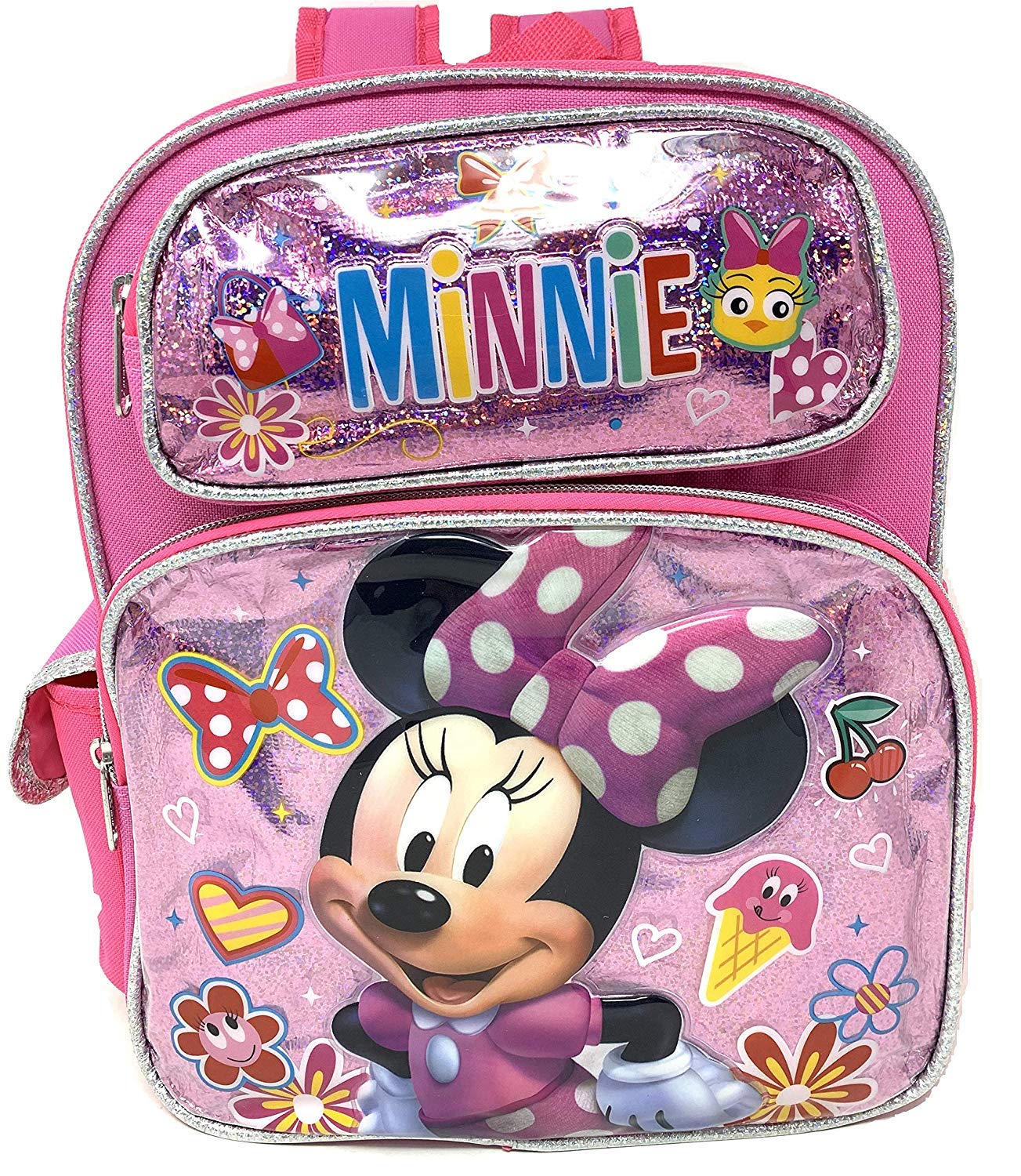 Disney Minnie Mouse 12 Inch Small Backpack for Toddlers - Cute Pink Kids School Bag for Preschool, Daycare & Travel | Official Licensed Disney Merchandise