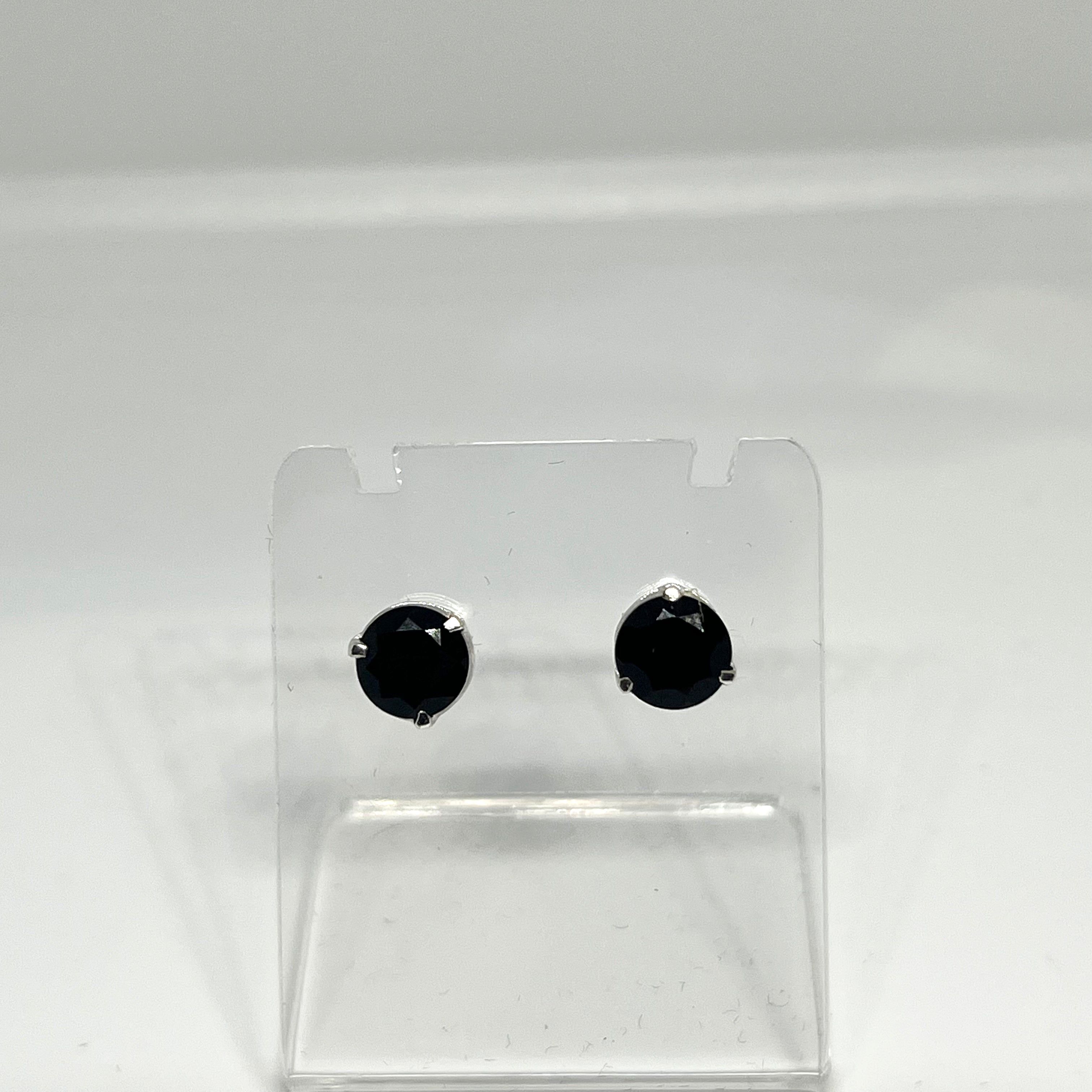 7mm Round Faceted Gemstone Stud Earrings - 3 Prong Set for Women (PSE006) | Perfect for Everyday Wear, Parties & Gifts