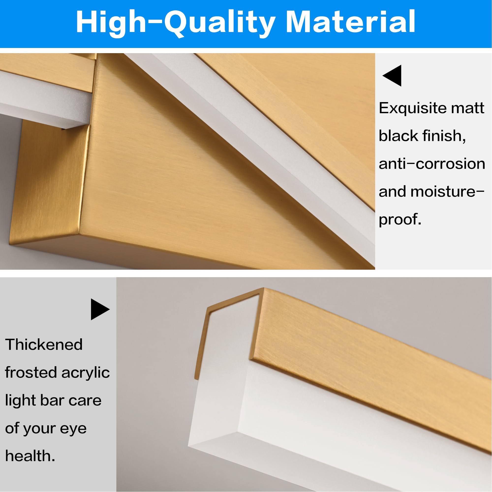 SOLFART 48 Inch LED Vanity Lights - Dimmable Bathroom Wall Light Fixture with Spotlight, Brushed Bronze Finish - Perfect for Makeup Vanity, Bathroom Mirror Lighting & Modern Home Decor
