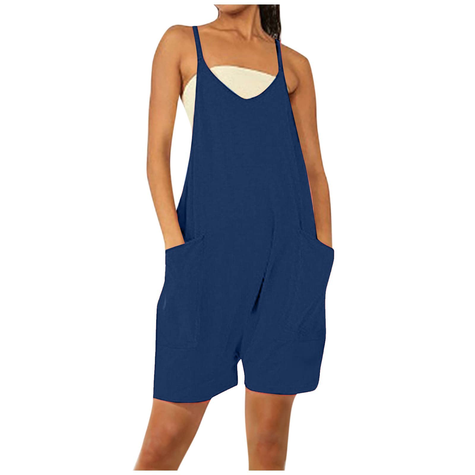 Trendy Women's Summer Sleeveless Romper Jumpsuit - Spaghetti Strap Loose Shorts Overalls for Casual Wear & Vacation Outfits 2024 | Beach, Travel & Street Fashion