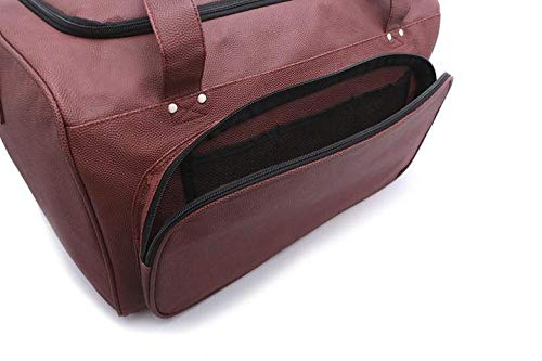 Oklahoma Sooners Football Leather Travel Duffel Bag - Genuine Football Material Gym Bag with Shoulder Strap, Handles & Shoe Compartment - Perfect for Sports, Travel & Gym - Brown