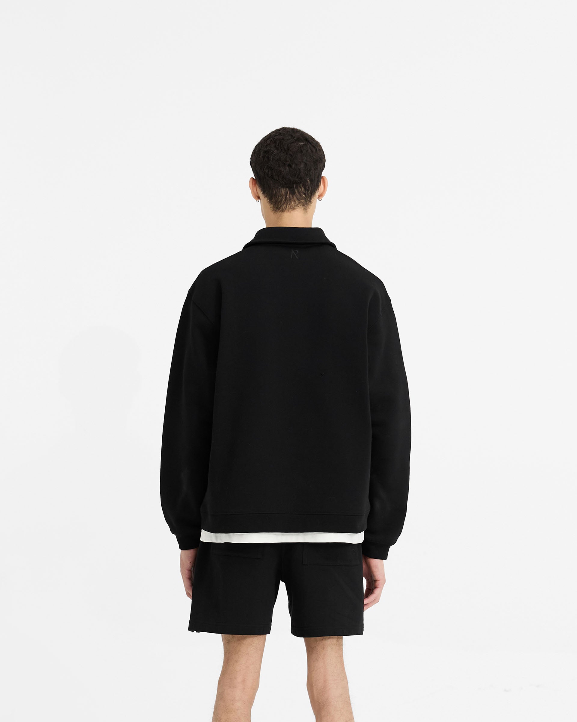 Initial Boxy Quarter Zip Sweatshirt - Black | Men's Casual Pullover for Everyday Wear & Street Style