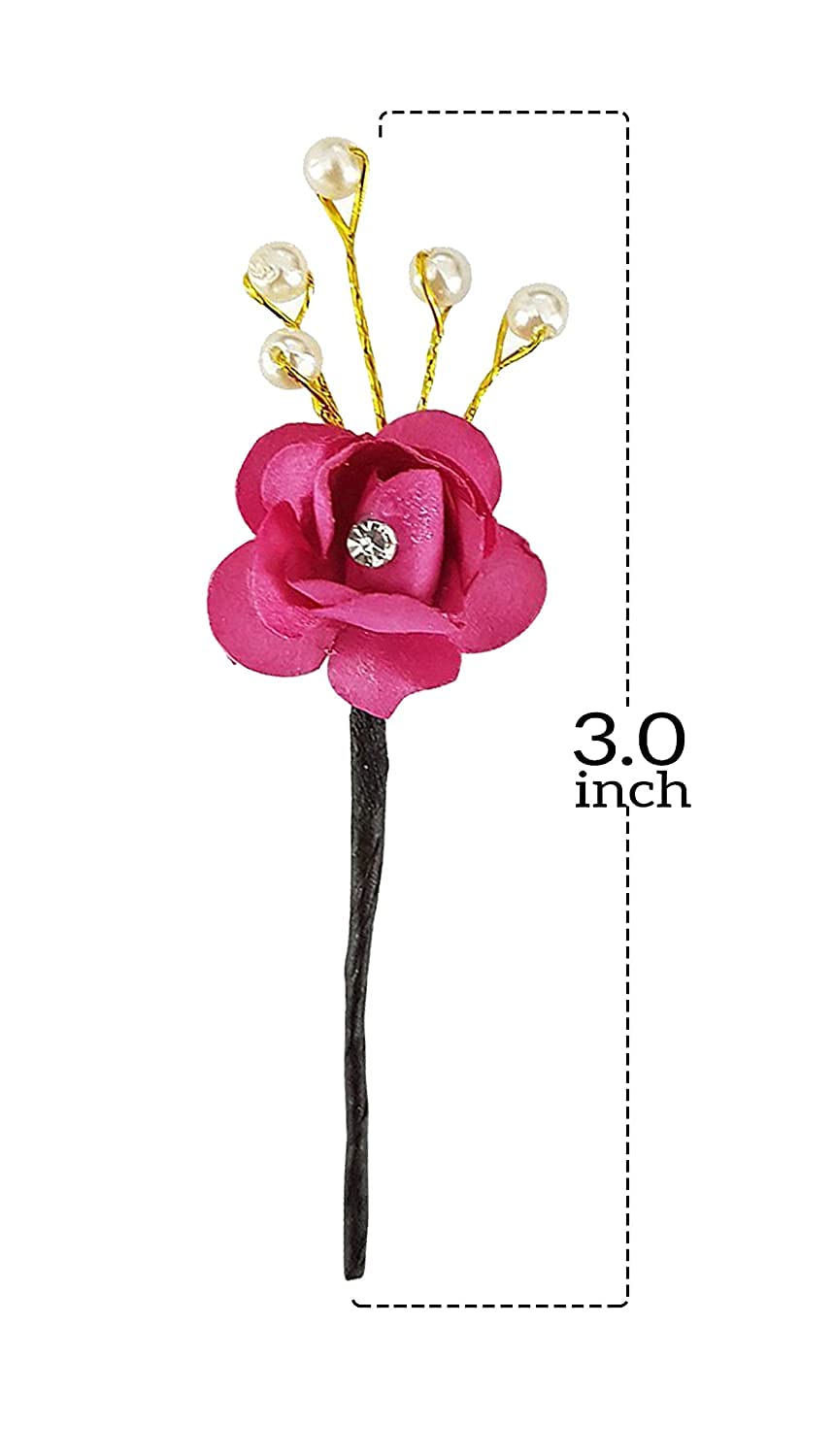 6 Pcs Rose Flower Hair Clips for Women & Girls - Hair Bun Decoration Accessories for Wedding, Party, Prom & Daily Use - 15 Gram Pack of 1