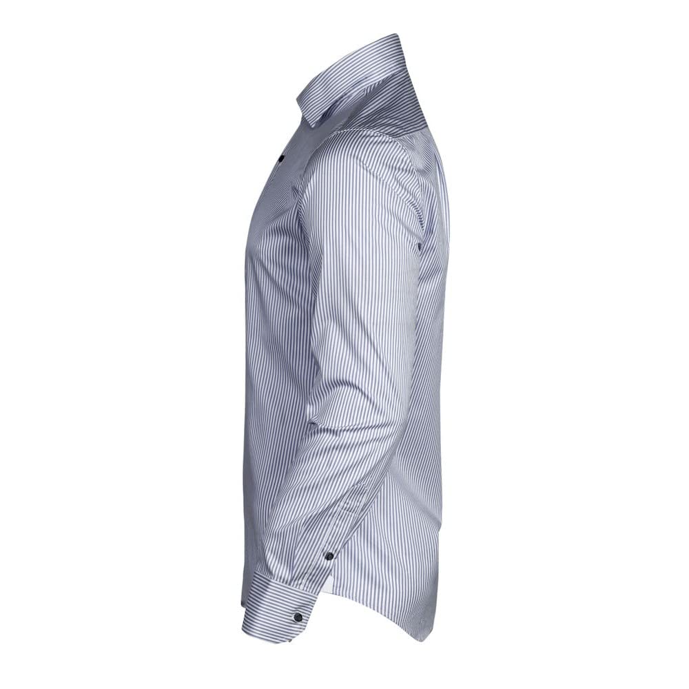 James Harvest Men's Reno Striped Formal Dress Shirt - Slim Fit Business Office & Wedding Attire