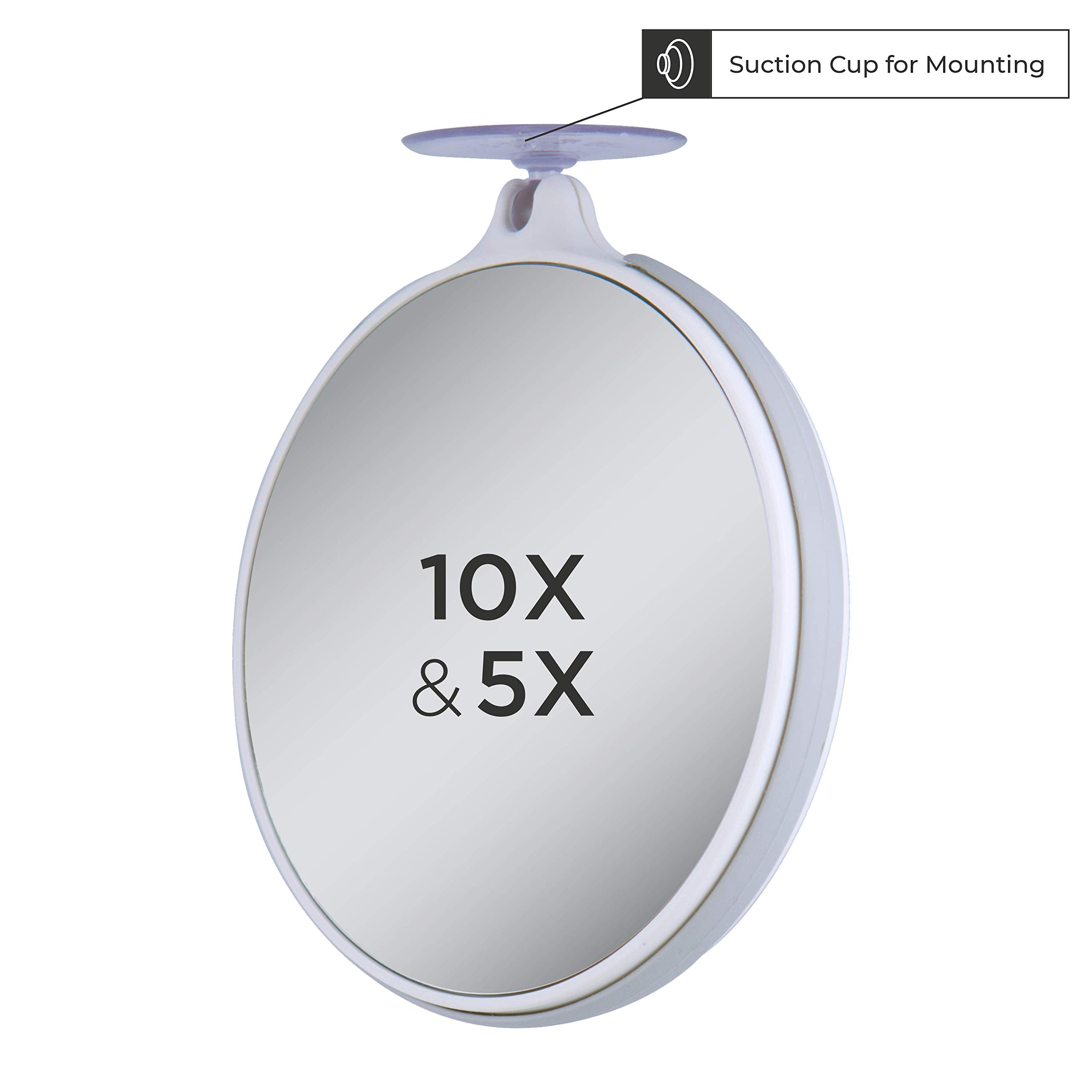 Zadro 10X/5X Dual-Sided Magnifying Makeup Mirror - Lightweight Travel Mirror with Suction Cup, Clear Acrylic in Gray/White - Perfect for Home Vanity, Travel & Professional Makeup Artists
