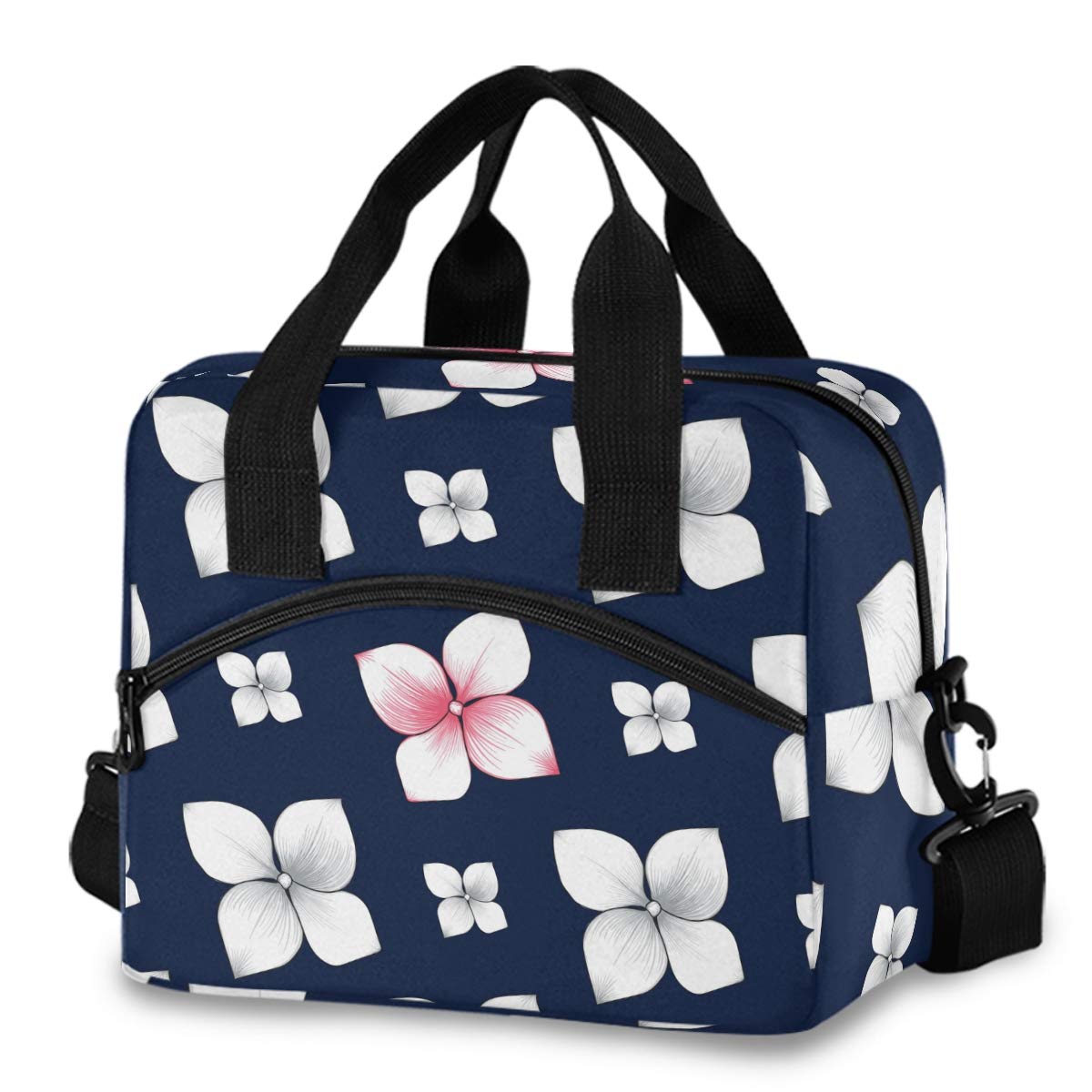 **Insulated Lunch Bag for Women - Leakproof Reusable Tote with Shoulder Strap, Floral Abstract Design | Perfect for School, Work, Travel & Picnics**