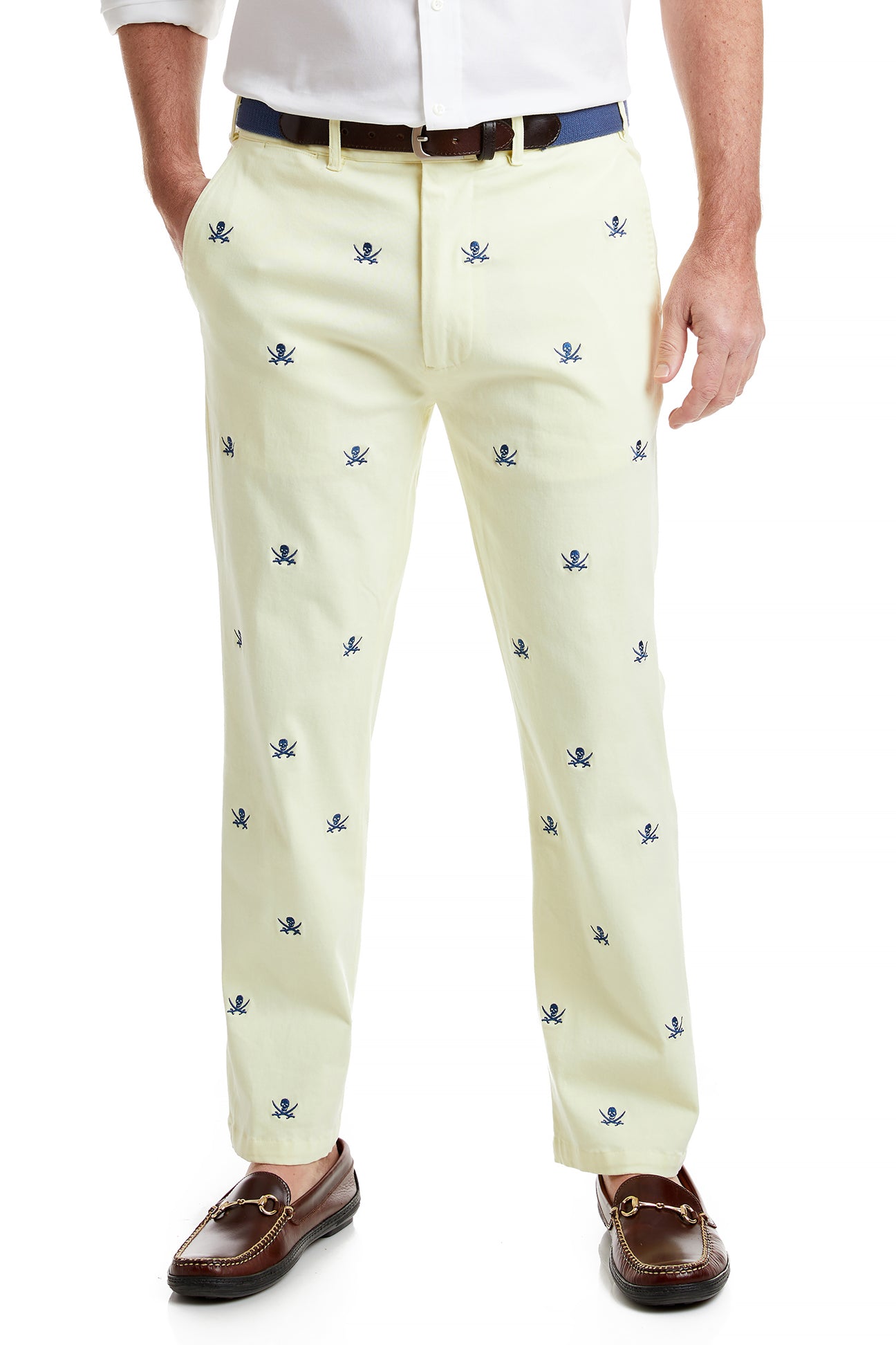 Stretch Twill Harbor Pant in Neon Yellow with Calico Jack Print - Comfortable Casual Pants for Outdoor Adventures & Streetwear Fashion