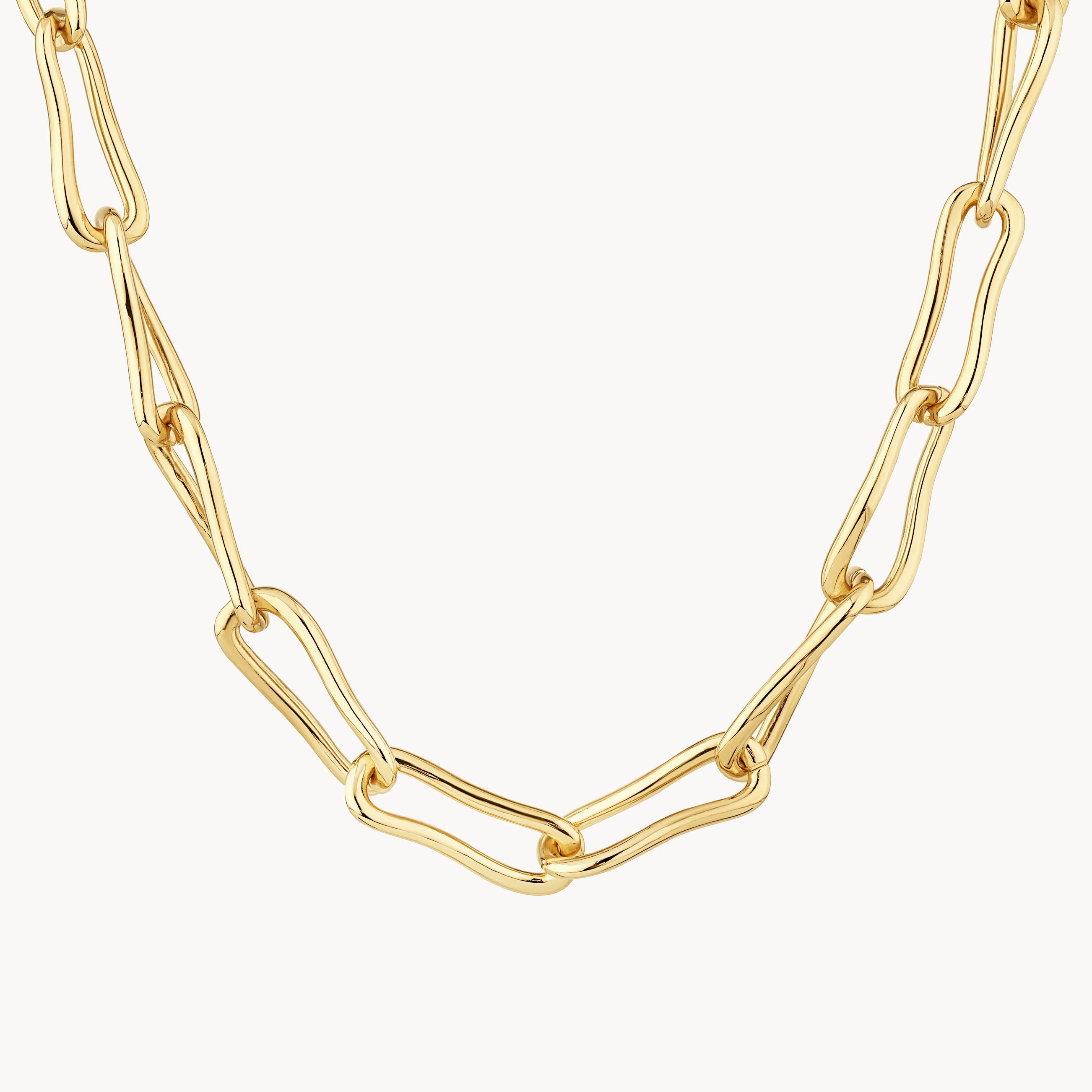Gold Pinched Paperclip Chain Necklace - Elegant Layering Jewelry for Women, Perfect for Everyday Wear & Special Occasions