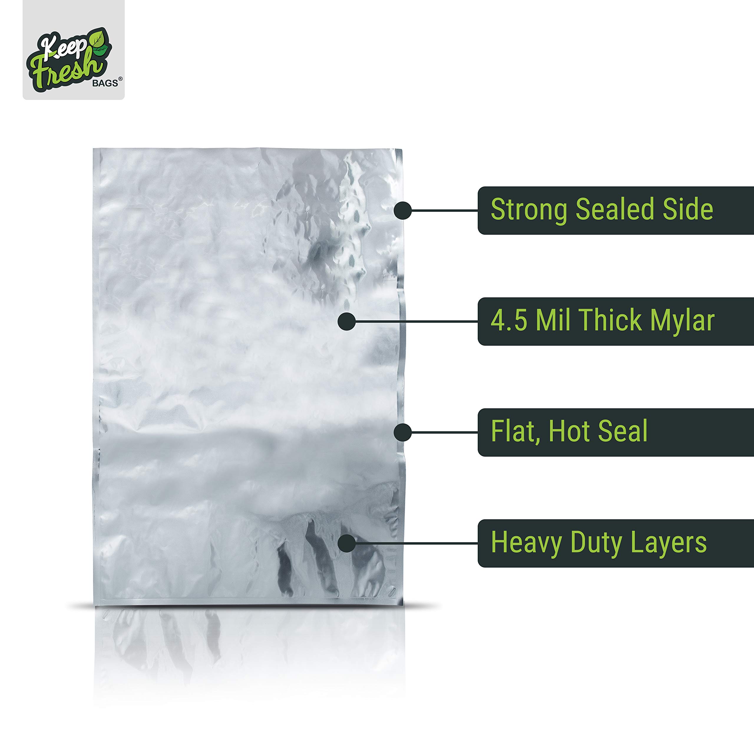 Premium Mylar Food Storage Bags 20x30 Inches (5 Gallon) - 4.5mil Thick Mylar Foil Bags for Long-Term Dry Food Storage - Airtight & Moisture Proof - Ideal for Rice, Flour, Coffee, Grains & Emergency Food Prep (50 Pack)