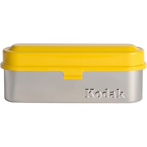 Kodak Steel 135mm Film Case - Yellow Lid & Silver Body | Waterproof & Durable Film Storage for Photographers | Perfect for Travel, Outdoor & Studio Use