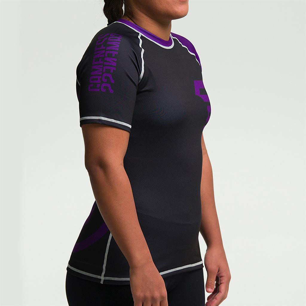 Gameness Women's Short Sleeve Pro Ranked Rash Guard - BJJ MMA Training, Grappling & No-Gi Jiu Jitsu Competition Wear