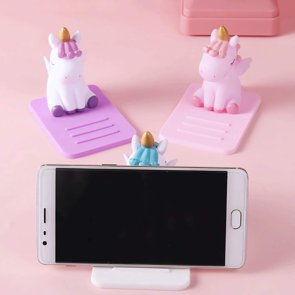 3 Pack Adjustable Unicorn Phone Stand Holder - Cute Cartoon Desktop Cell Phone Dock for Girls - Multi-Function Smartphone Accessory for Home, Office & Car Use - Perfect Gift for Unicorn Lovers