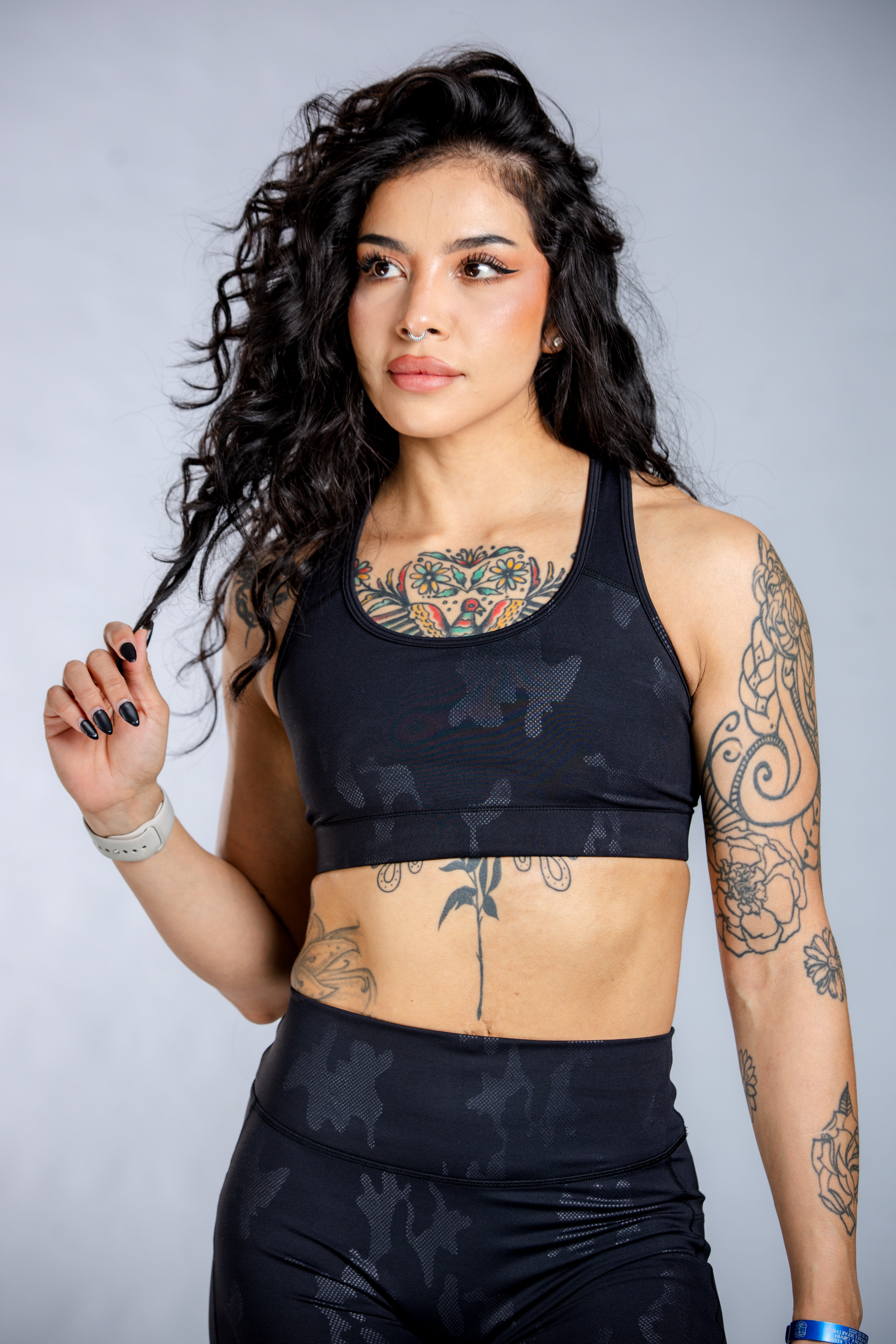 Empowered High Support Sports Bra | Black Camo Print | Workout, Running, Yoga & Gym Essentials for Women