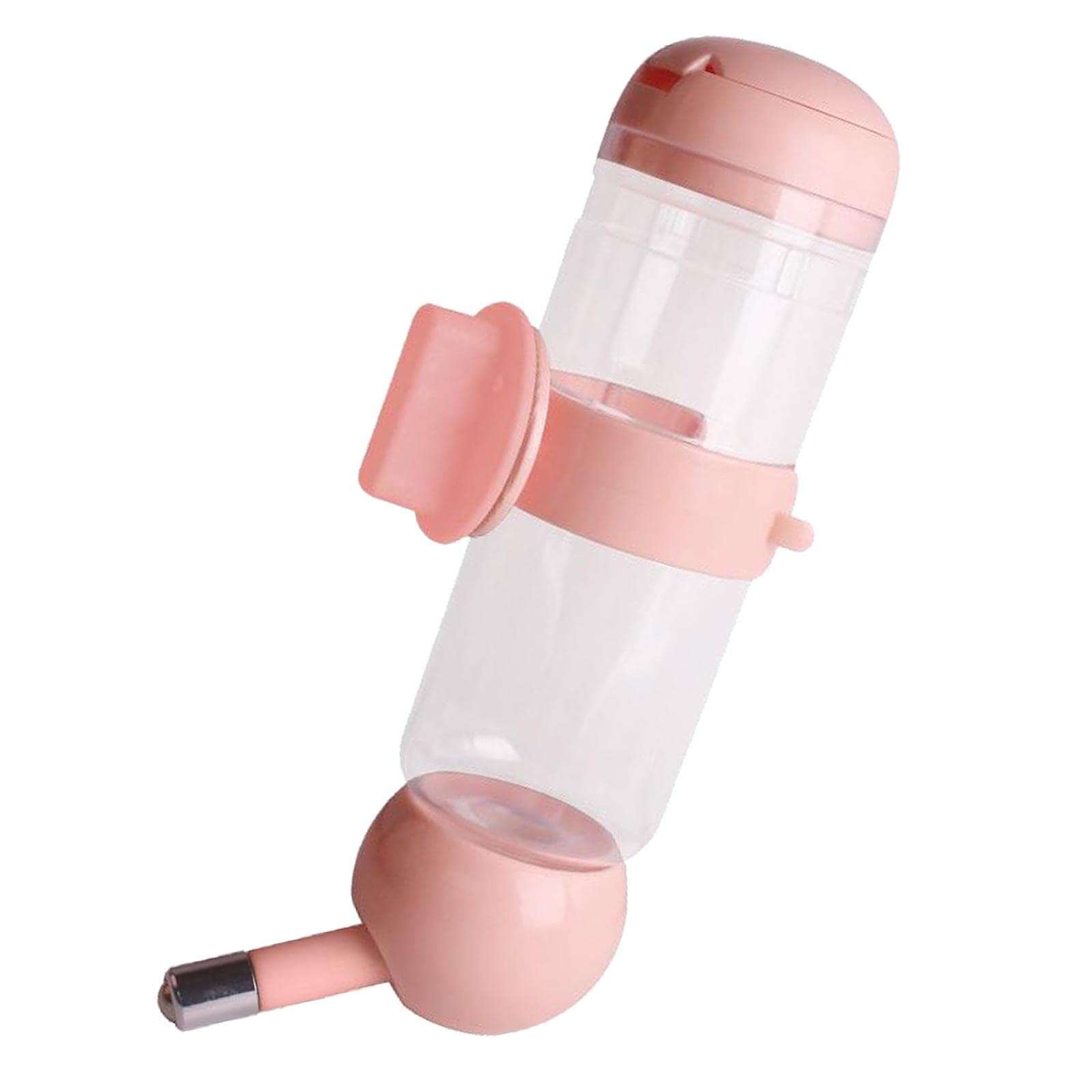 Lyla Automatic Pet Water Bottle with Feeding Function - 350ml Pink, Portable Dog & Cat Water Dispenser for Travel, Hiking, and Outdoor Adventures