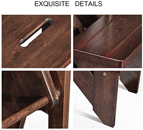 3-Step Folding Wooden Step Stool for Bedroom & Kitchen - Walnut Color, Compact Storage, Multi-Purpose Foot Stool & Plant Stand - Perfect for Home, Office, and Small Spaces