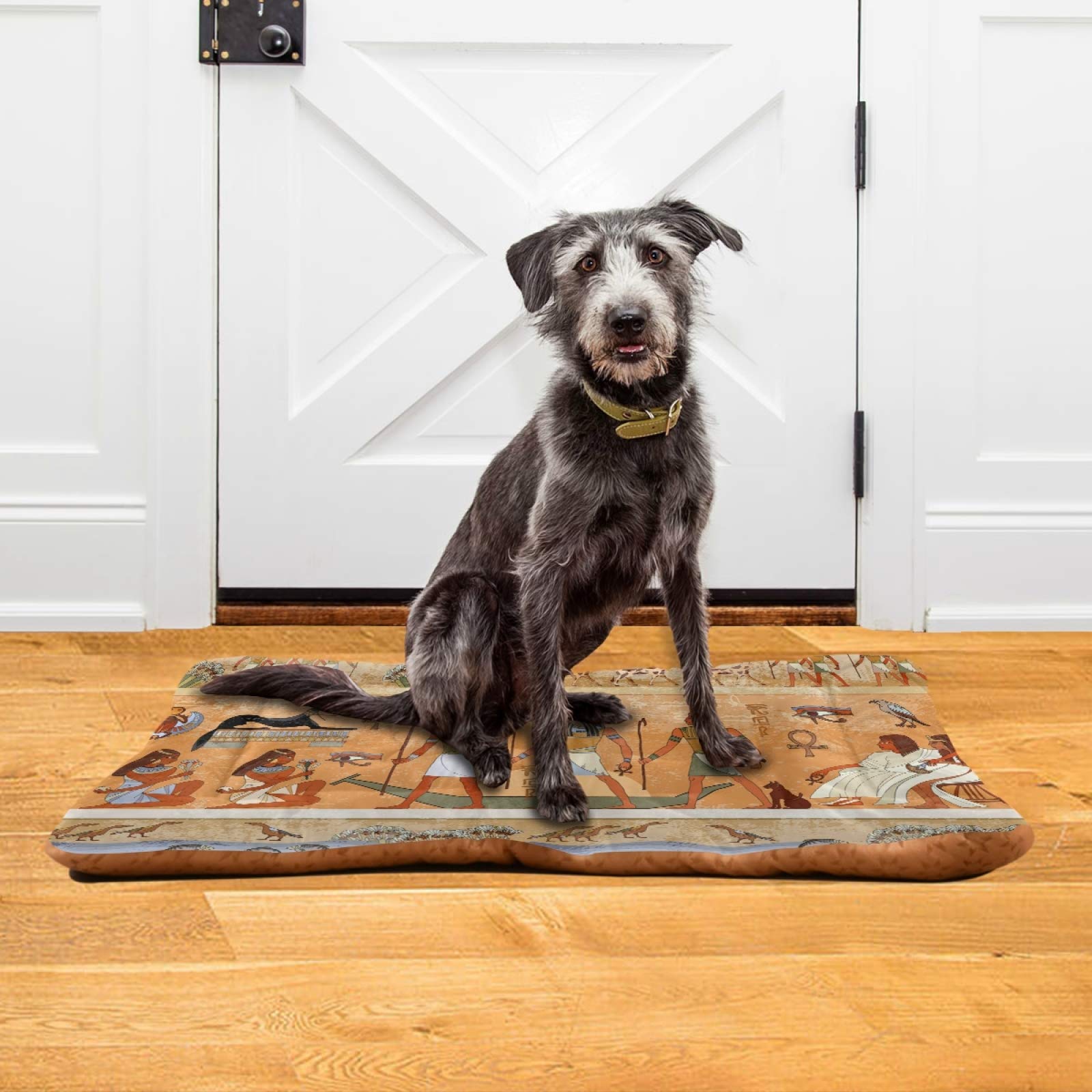 Egyptian Tribal Life Dog Bed - Ultra Soft Rectangular Pet Bed for Small & Medium Dogs, 36x24 Inch, Calming Comfort Bed for Puppies & Adult Dogs - Perfect for Living Room, Bedroom & Crate Use