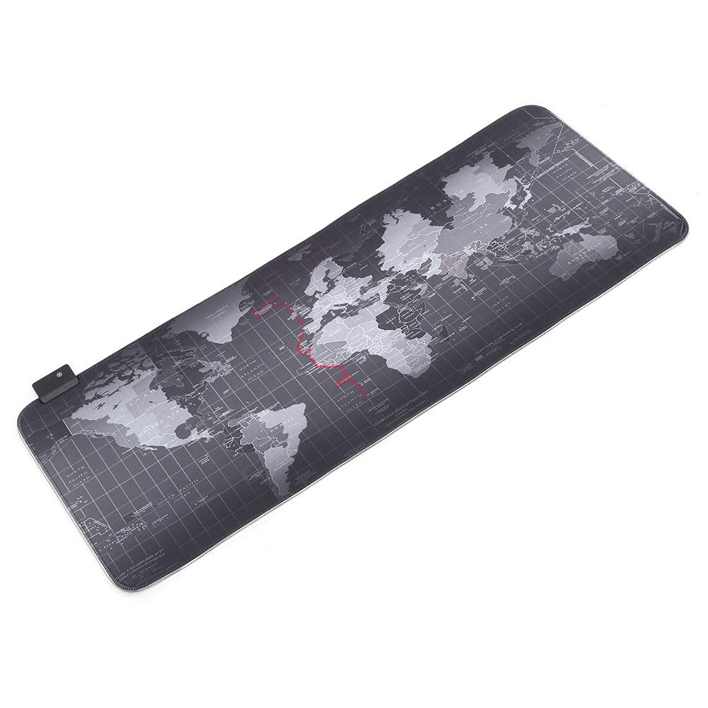 800x300mm RGB Luminous Gaming Mouse Pad with Anti-Slip Surface - Large World Map Design, USB Wired, Waterproof Mouse Mat for PC, Laptop, Desktop - Perfect for Gaming, Office Work & Home Use