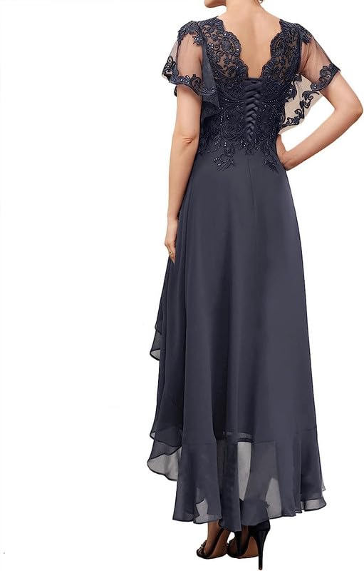 Elegant Long Chiffon Mother of The Bride Dress with Lace Applique - Formal Wedding Guest Gown for Women - Perfect for Weddings, Receptions & Special Occasions