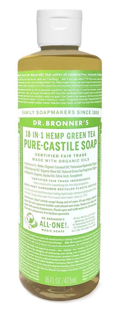 Dr. Bronner's Pure-Castile Liquid Soap - Organic Green Tea Scent | All-Natural, Vegan & Biodegradable | For Face, Body, Hair & Home Cleaning | Perfect for Sensitive Skin & Eco-Friendly Lifestyle