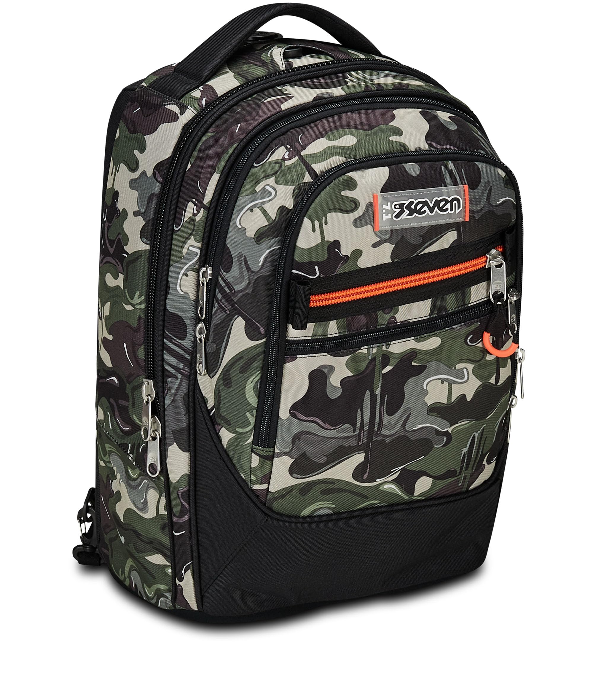Seven Trolley School Backpack with Maxi Wheels - Detachable 3-in-1 Travel Trolley & Crossover System - Green Lightventure Backpack for Boys & Kids - Perfect for School, Travel & Daily Commute